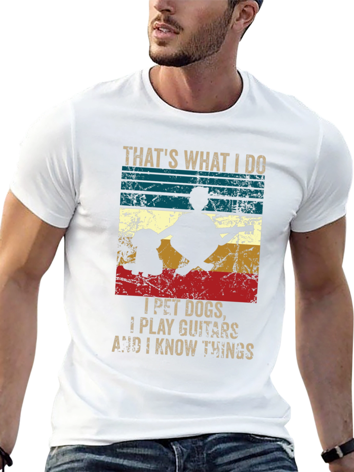 Dog Petting Guitar Playing Funny T-Shirt