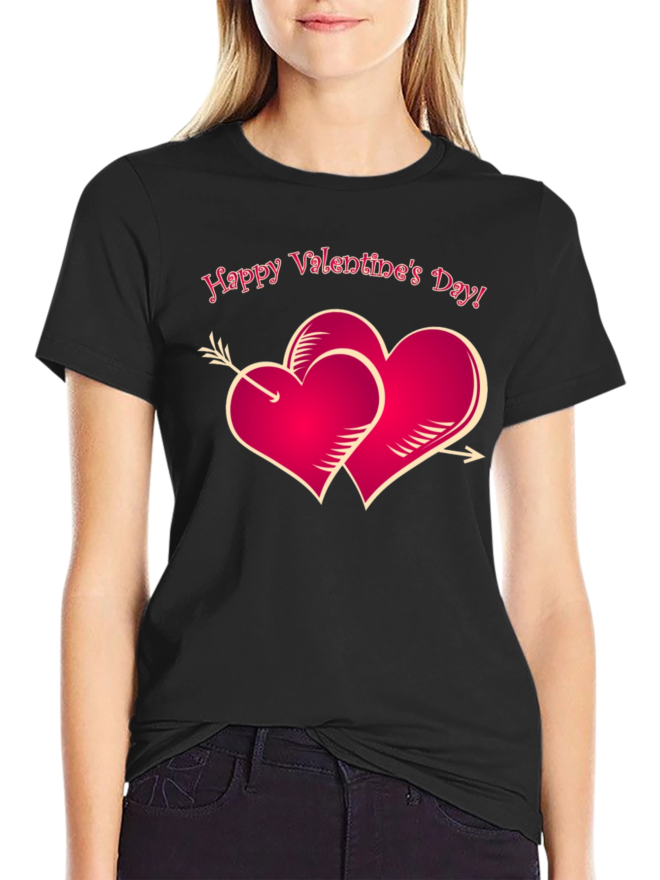 Valentines Day T-Shirt with Heart Arrow Design