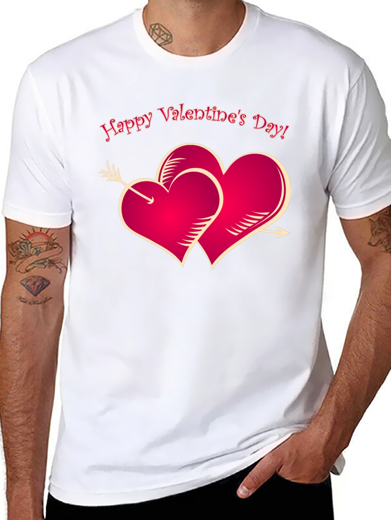 Valentines Day T-Shirt with Heart Arrow Design