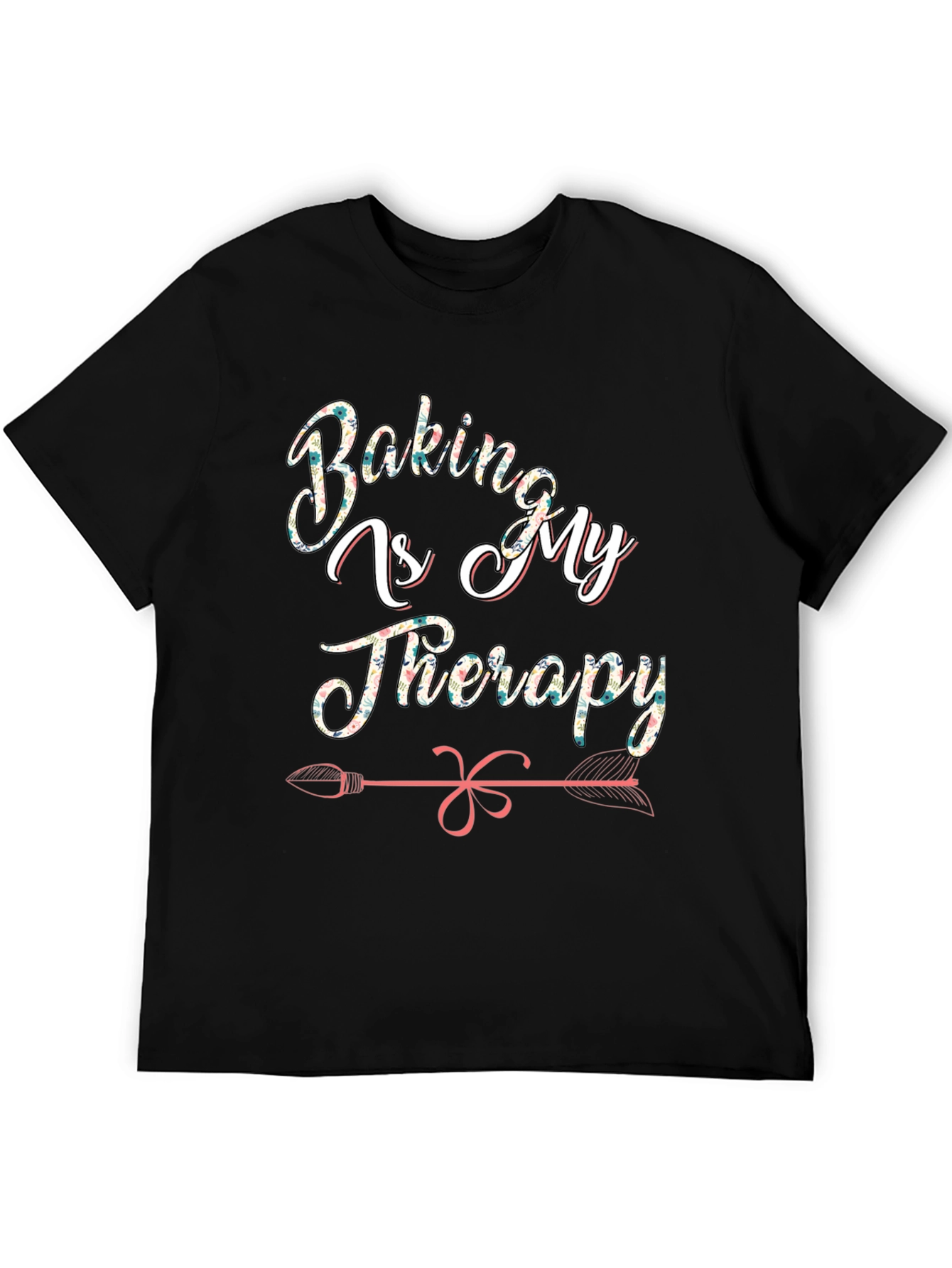 Baking is My Therapy T-Shirt - Floral Design