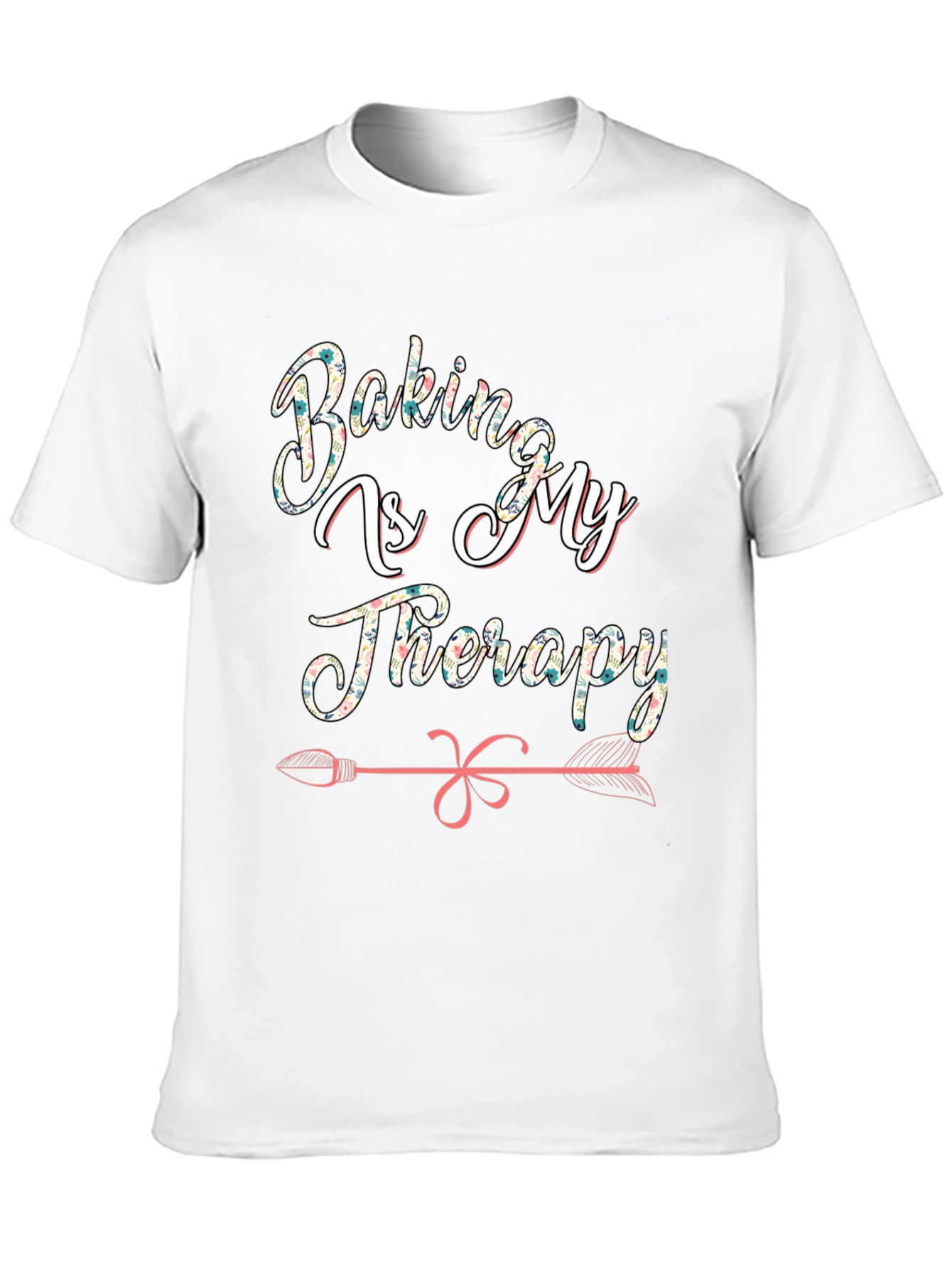 Baking is My Therapy T-Shirt - Floral Design