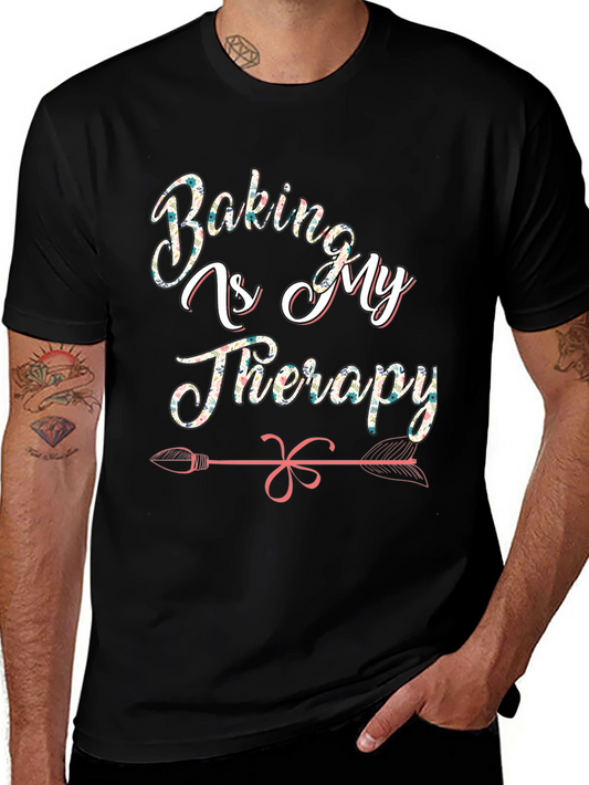Baking is My Therapy T-Shirt - Floral Design