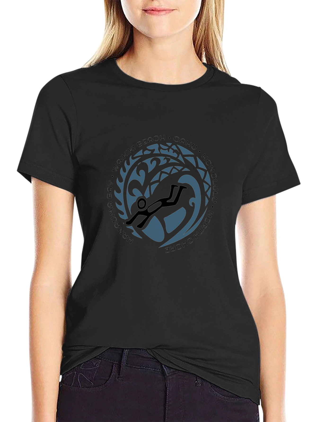Waikiki Scuba Diver Graphic Black Tee