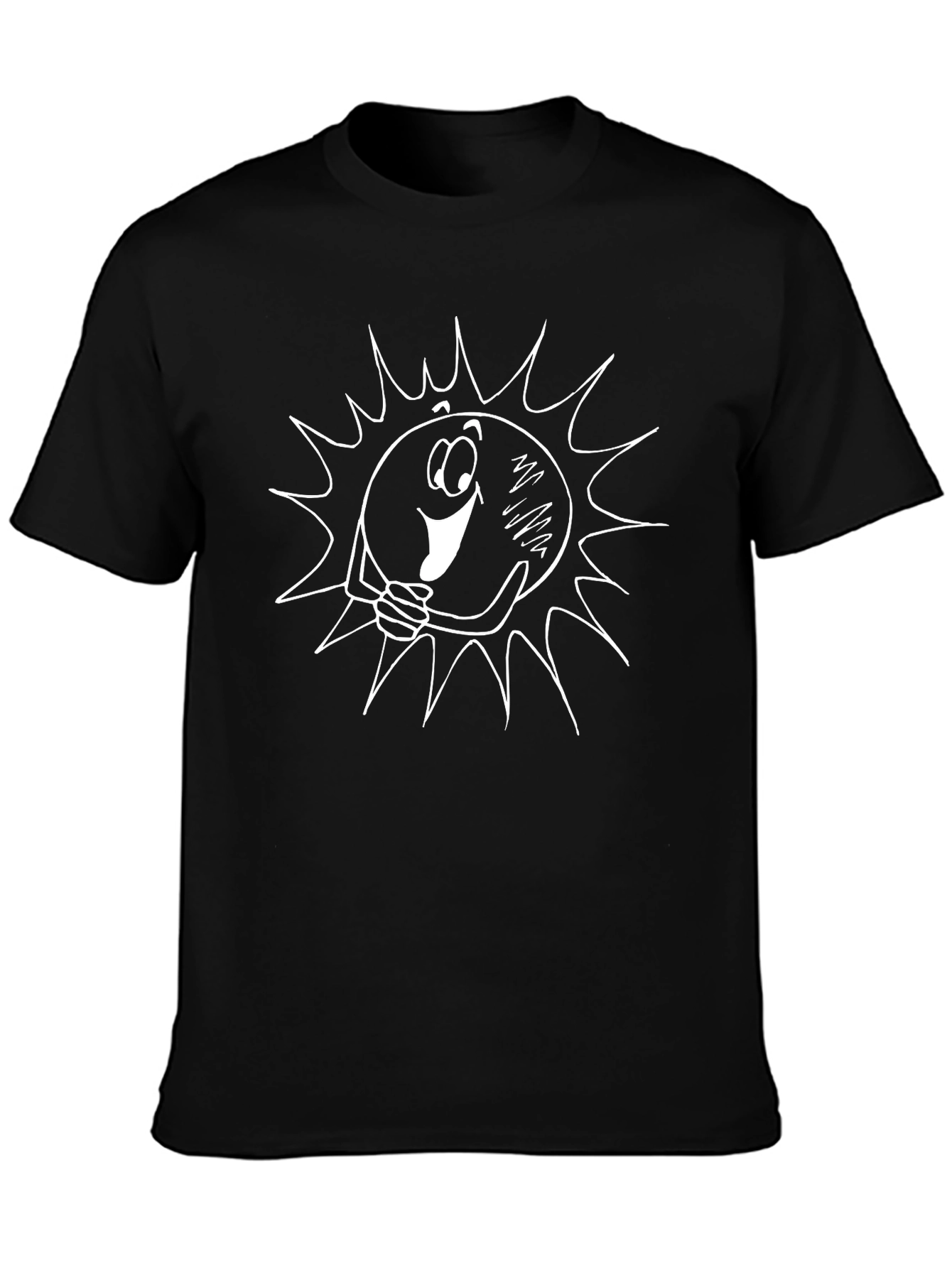 Smiling Sun Graphic Tee - Black Cotton Comfort