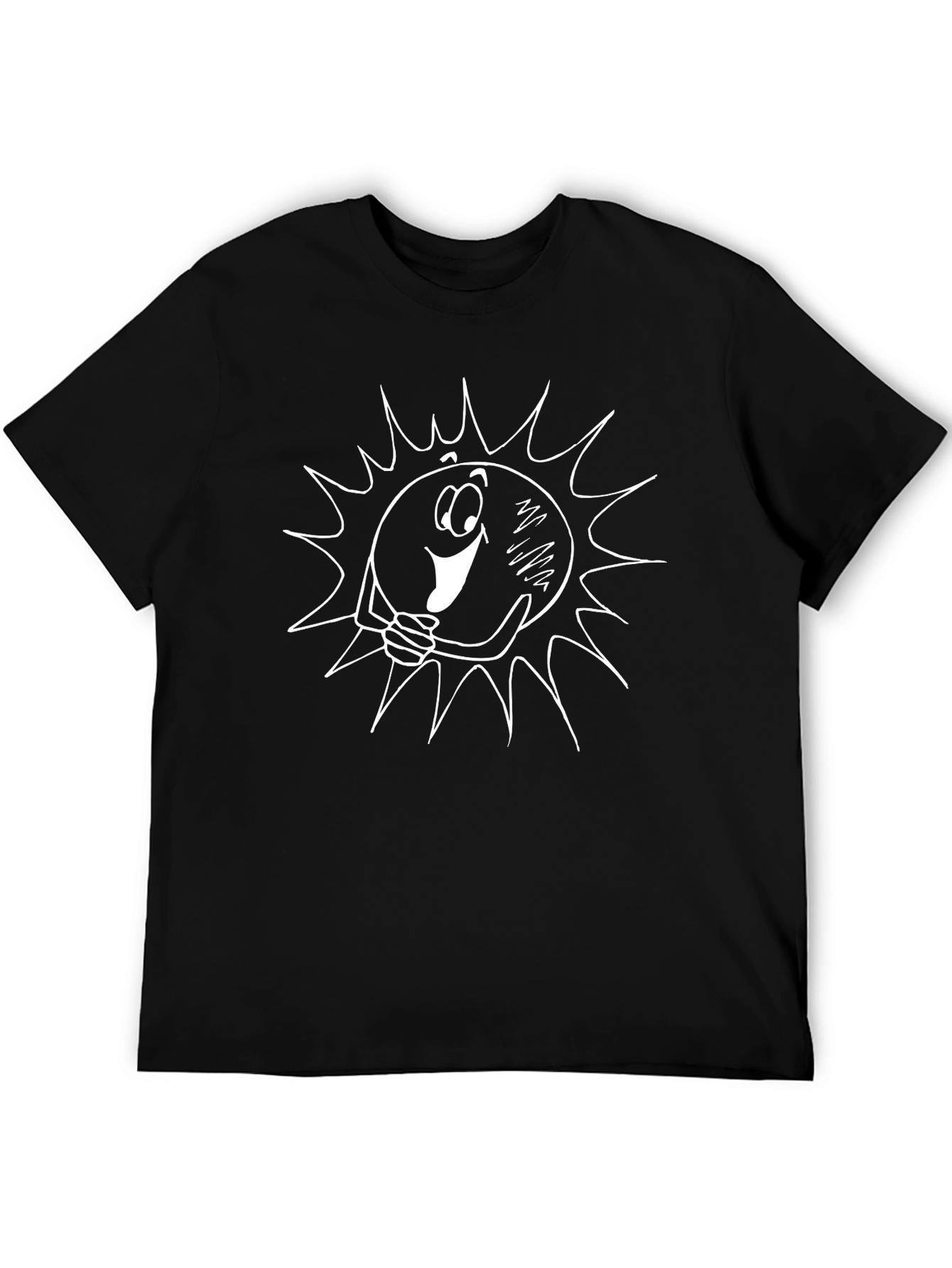 Smiling Sun Graphic Tee - Black Cotton Comfort