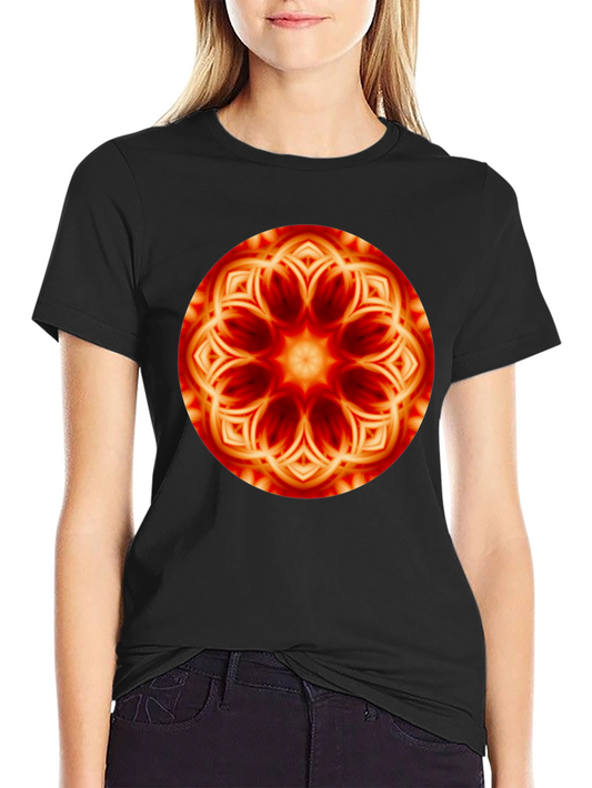 Fiery Mandala Graphic Black T-Shirt