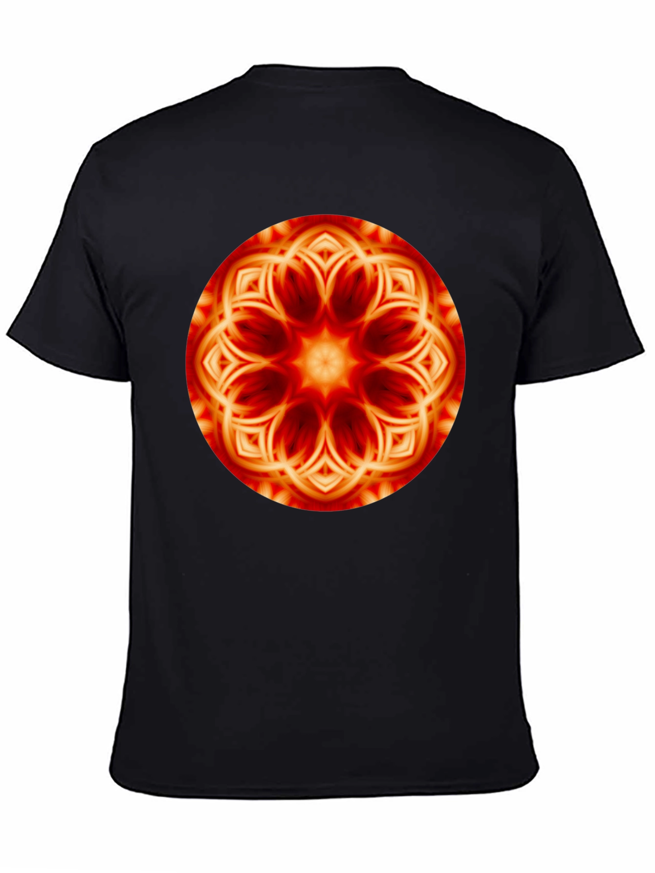 Fiery Mandala Graphic Black T-Shirt