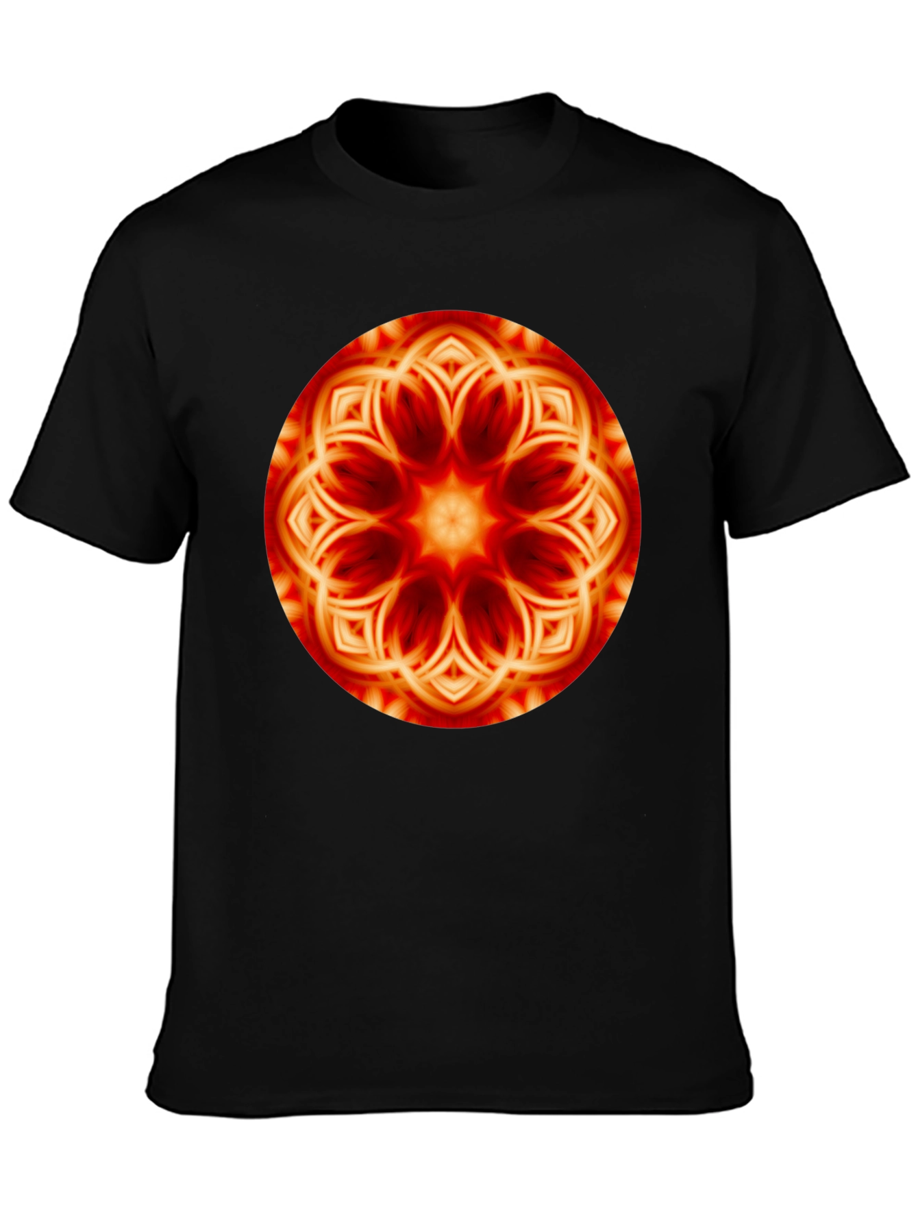 Fiery Mandala Graphic Black T-Shirt