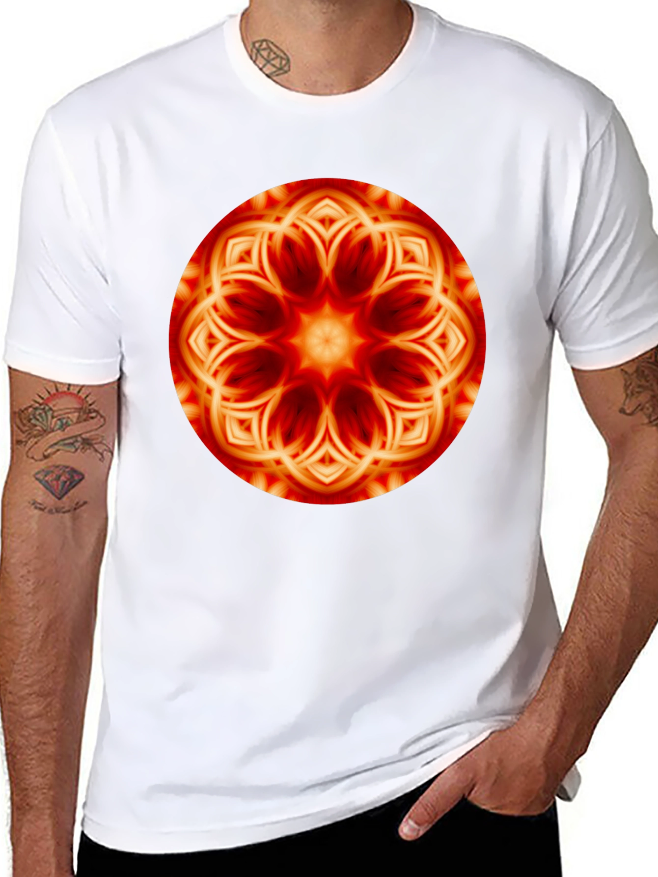 Fiery Mandala Graphic Black T-Shirt