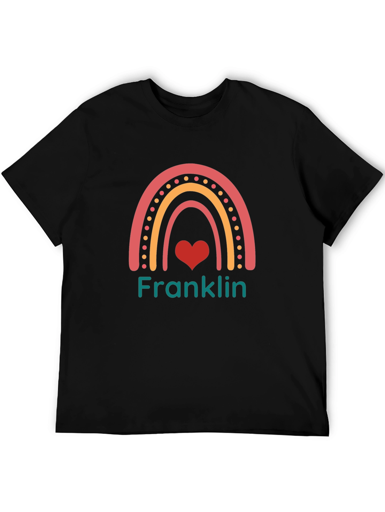 Franklin Rainbow Heart Graphic Tee - Black Cotton Blend