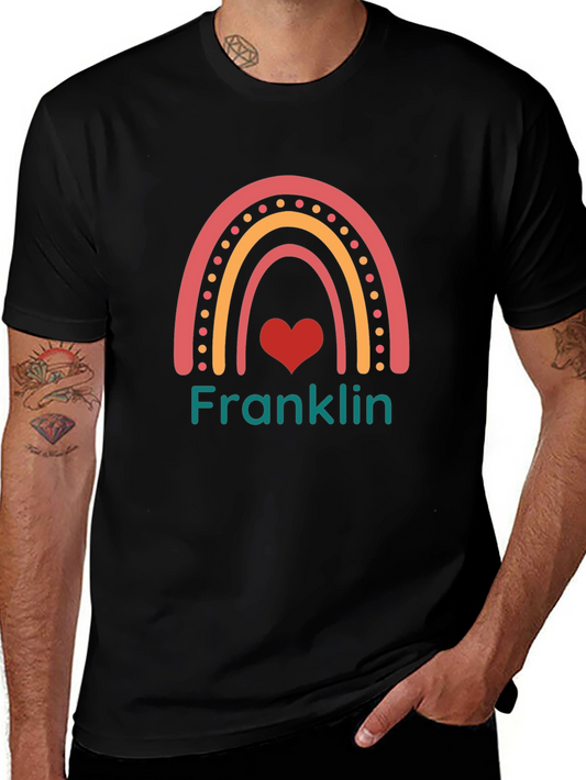 Franklin Rainbow Heart Graphic Tee - Black Cotton Blend