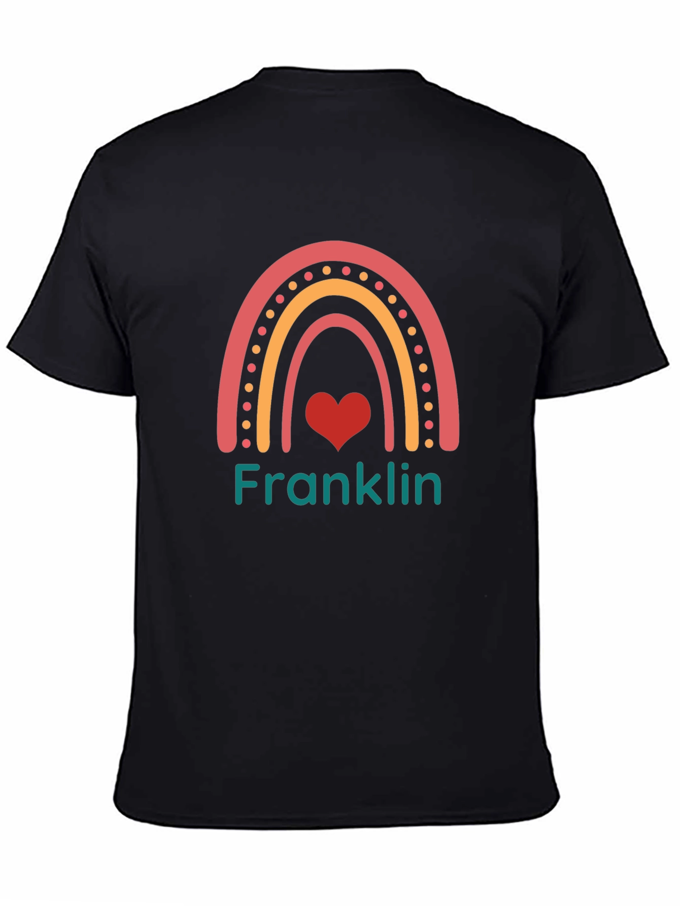Franklin Rainbow Heart Graphic Tee - Black Cotton Blend