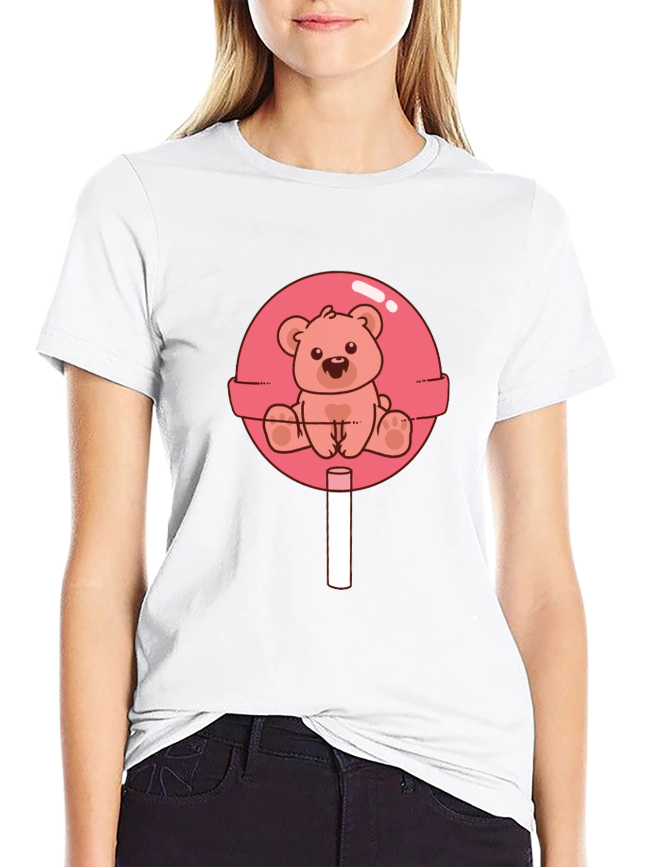 Teddy Bear Lollipop Graphic Tee - Black