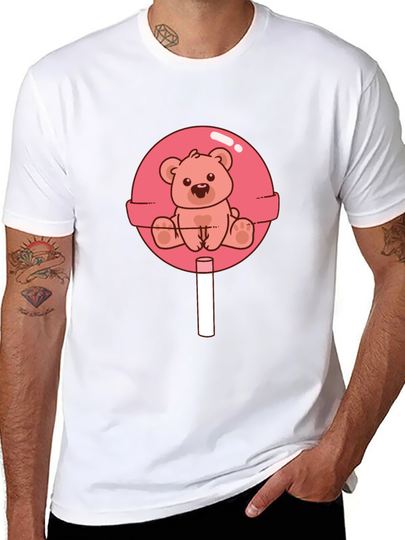 Teddy Bear Lollipop Graphic Tee - Black