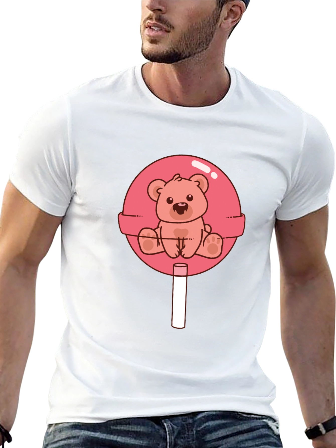 Teddy Bear Lollipop Graphic Tee - Black