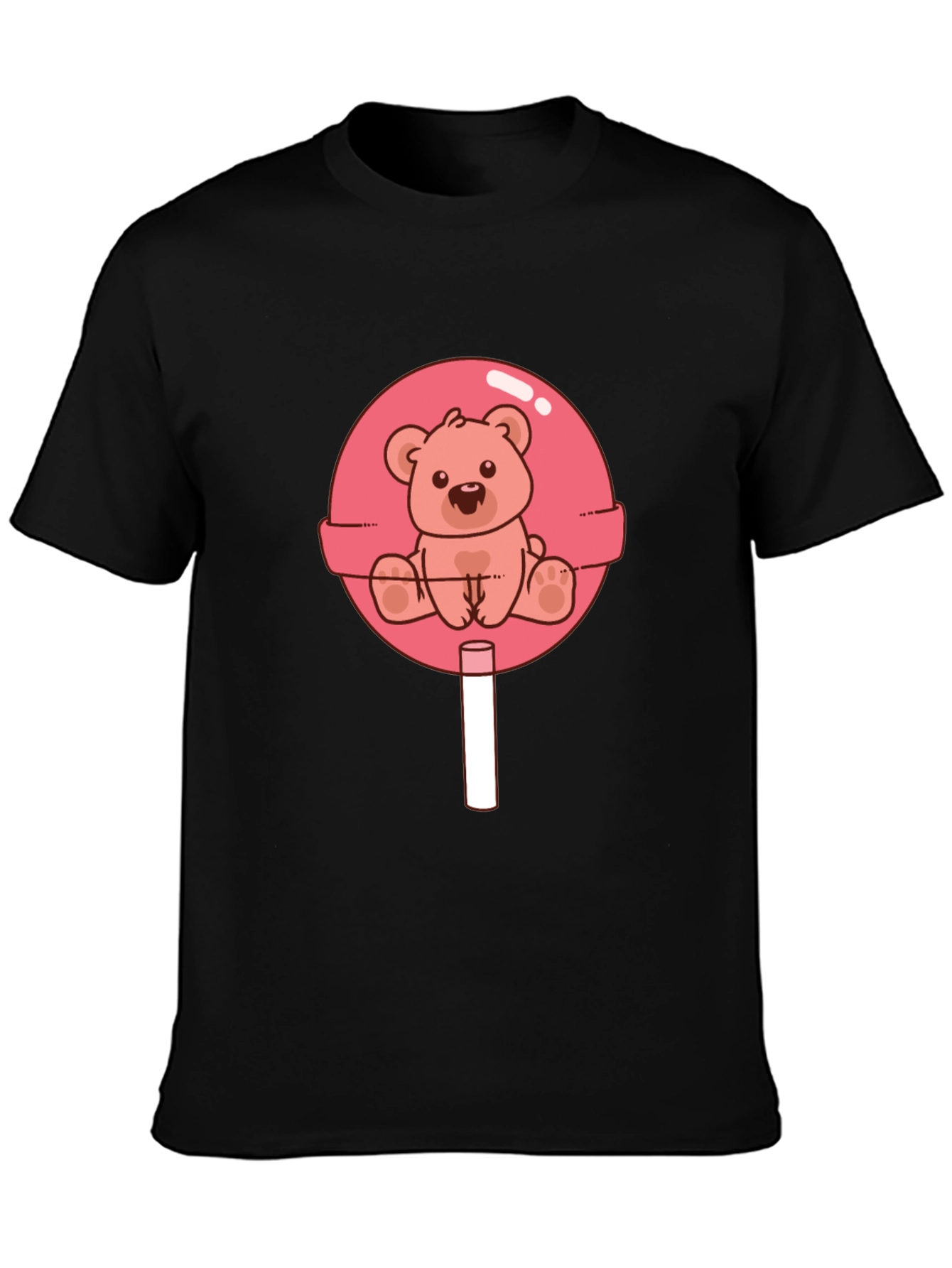 Teddy Bear Lollipop Graphic Tee - Black