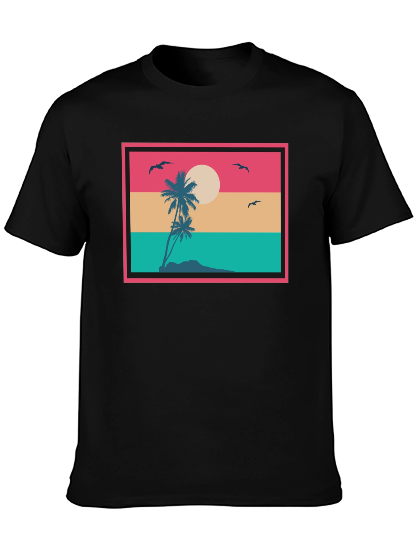 Retro Sunset Palm Tree Graphic T-Shirt