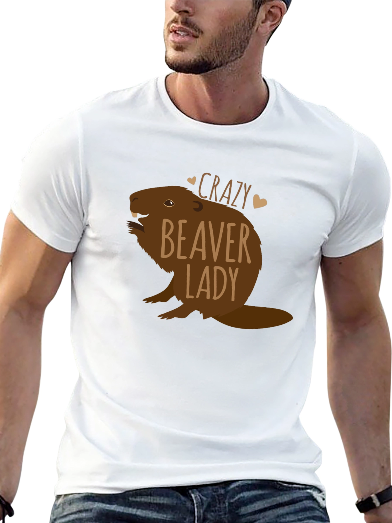 Crazy Beaver Lady Black T-Shirt