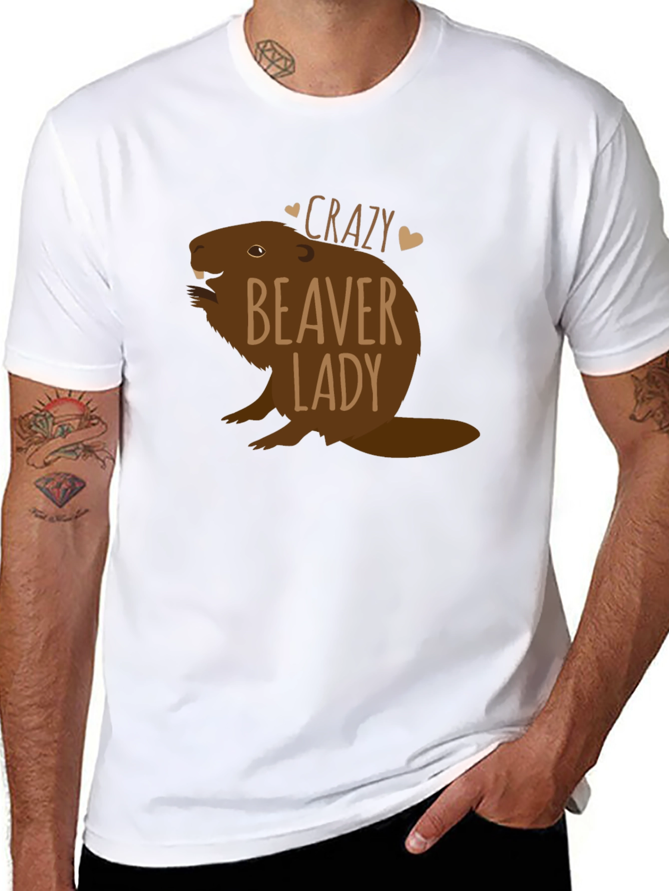 Crazy Beaver Lady Black T-Shirt