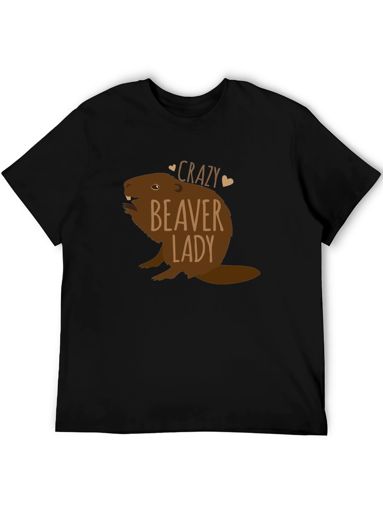 Crazy Beaver Lady Black T-Shirt