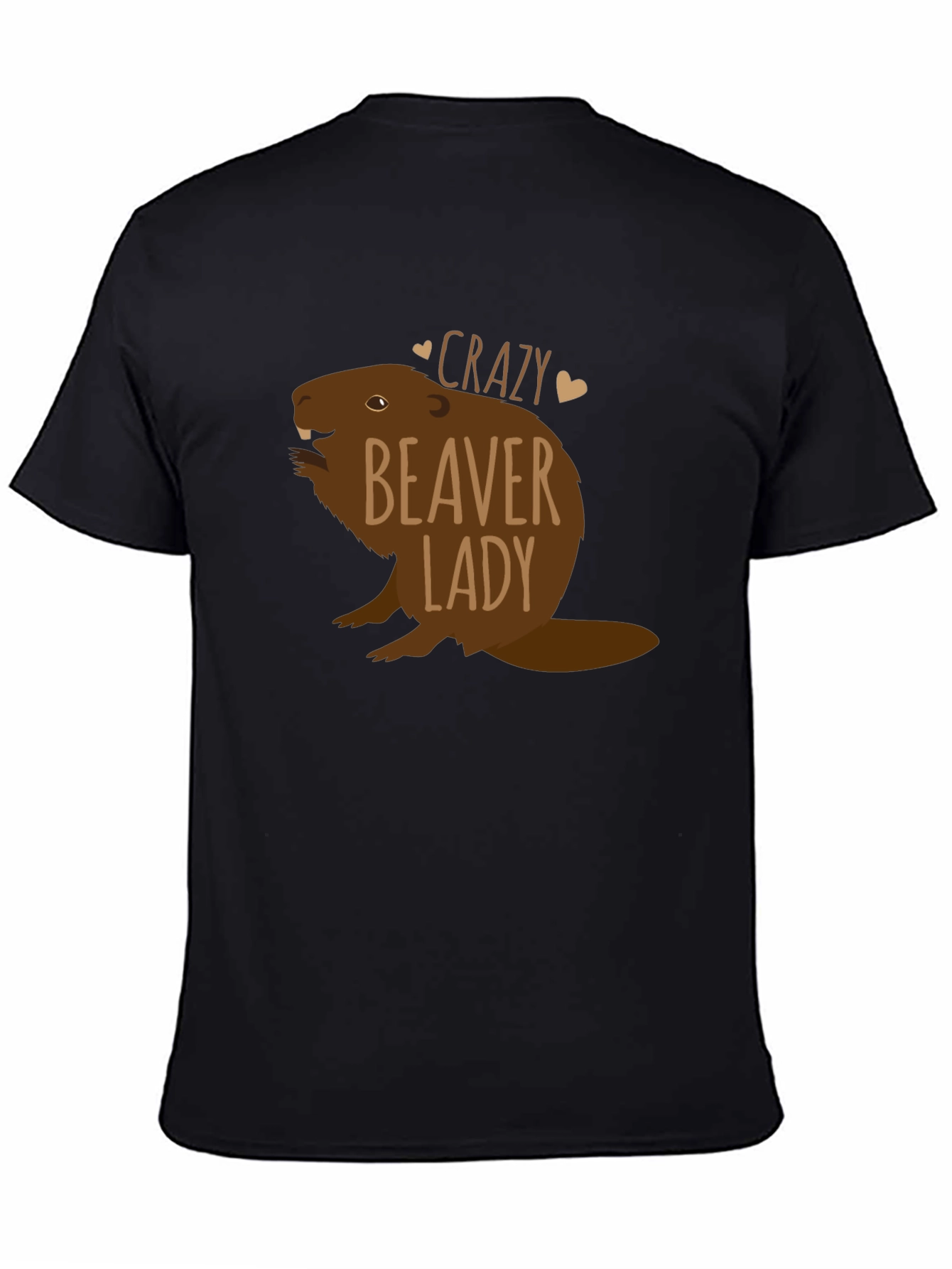 Crazy Beaver Lady Black T-Shirt