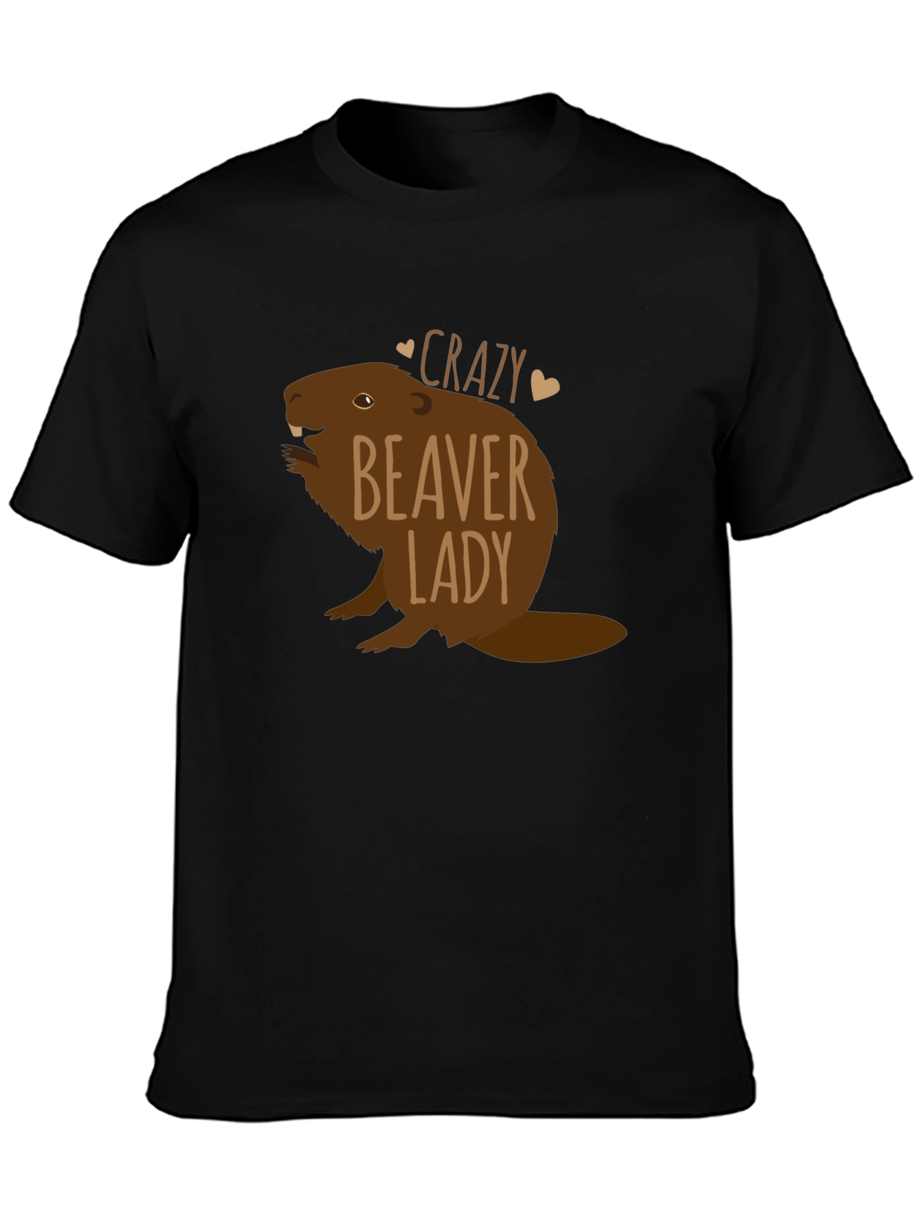 Crazy Beaver Lady Black T-Shirt
