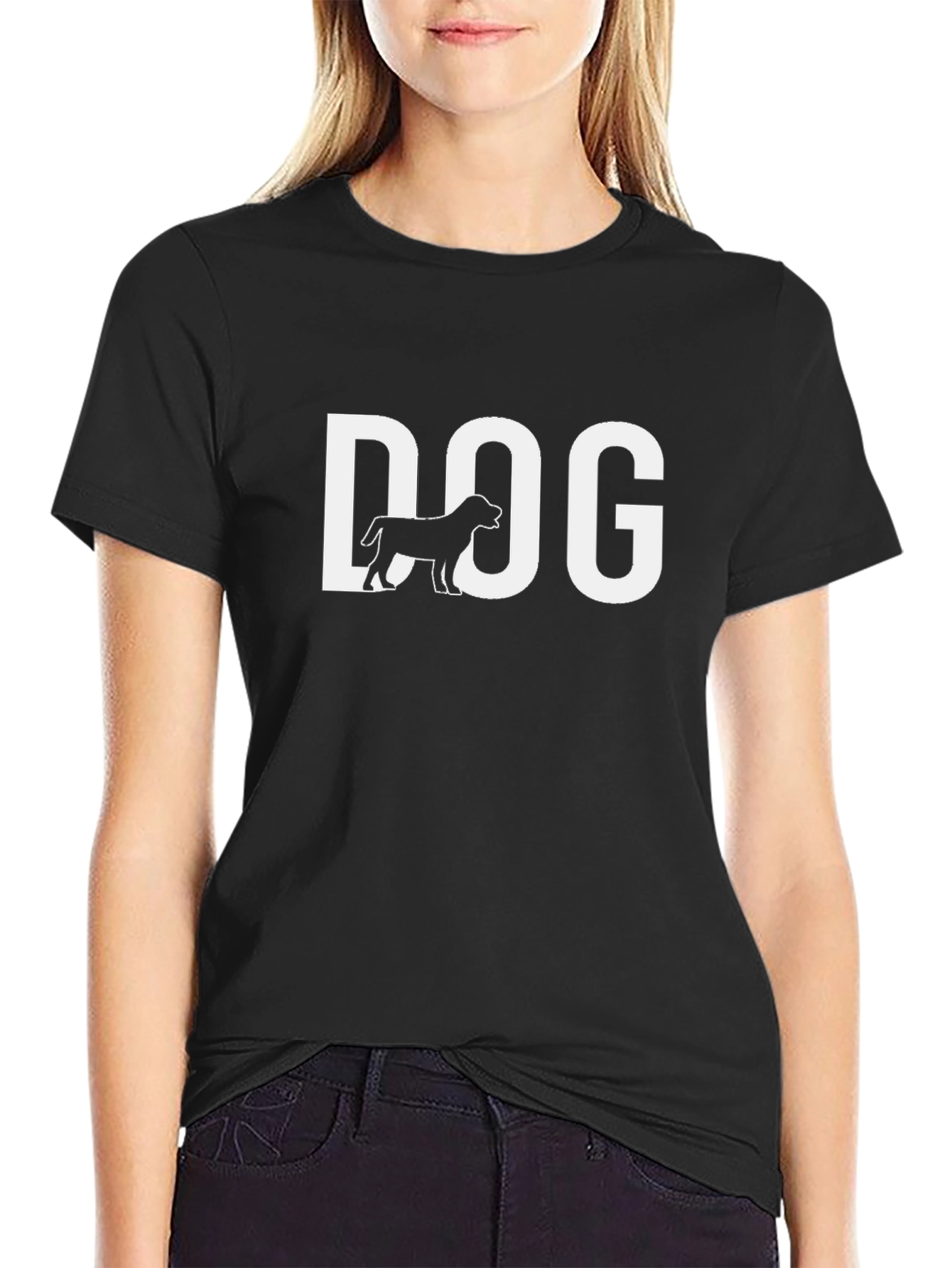 Dog Graphic Tee - Black Cotton Casual T-Shirt