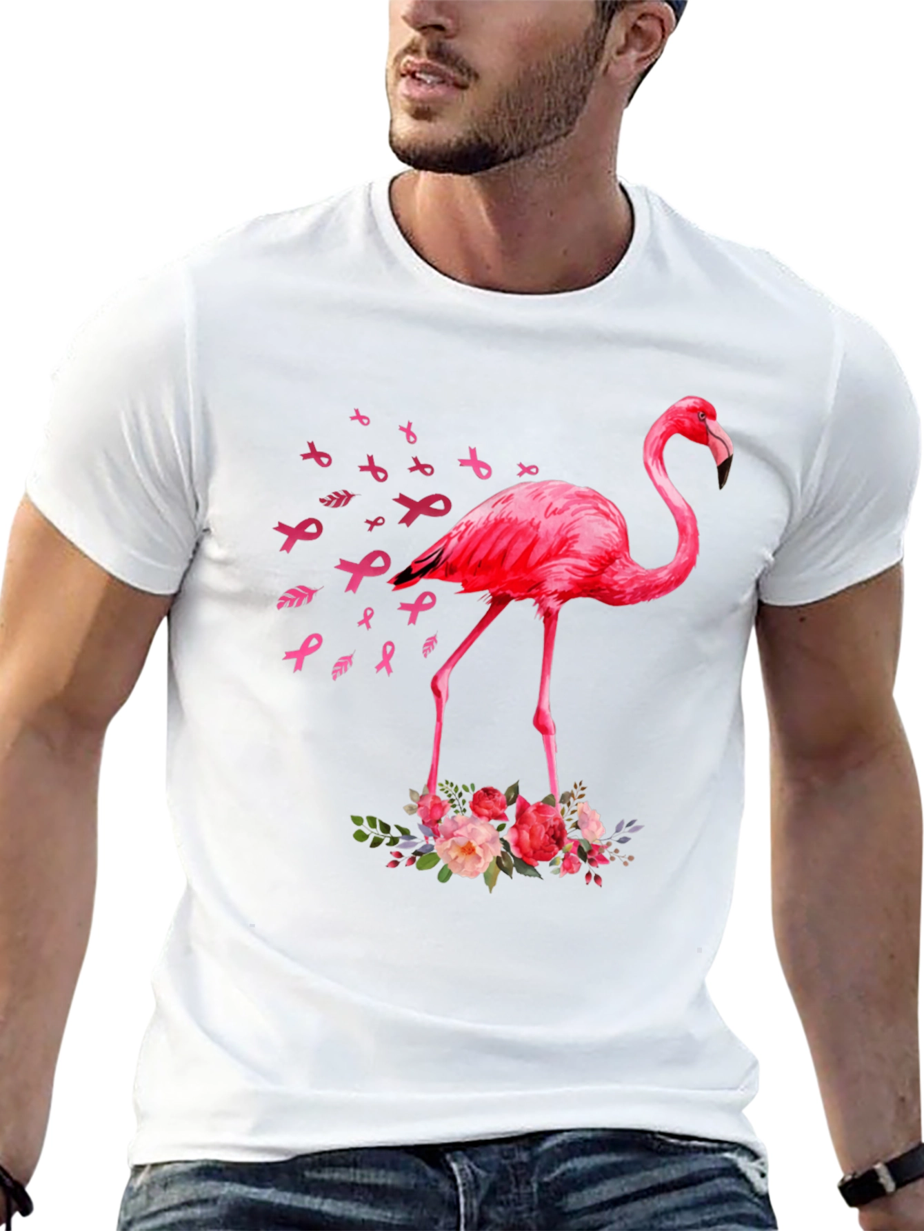 Pink Flamingo Breast Cancer Awareness T-Shirt