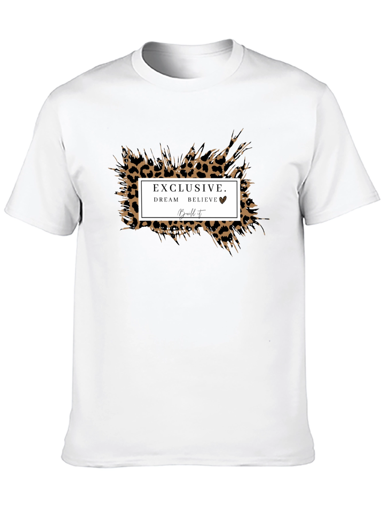 Exclusive Dream Believe Leopard Print Graphic Tee