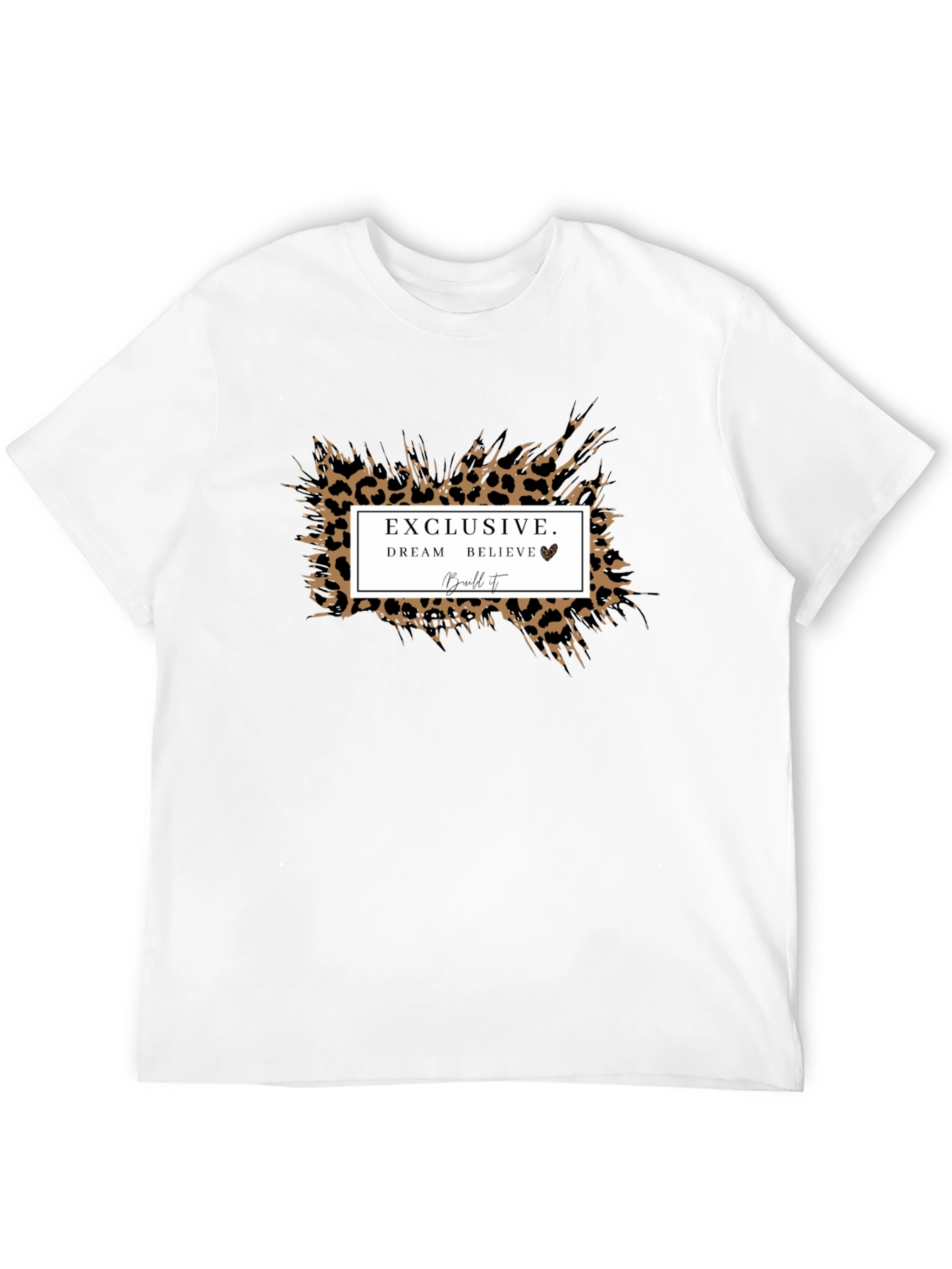 Exclusive Dream Believe Leopard Print Graphic Tee