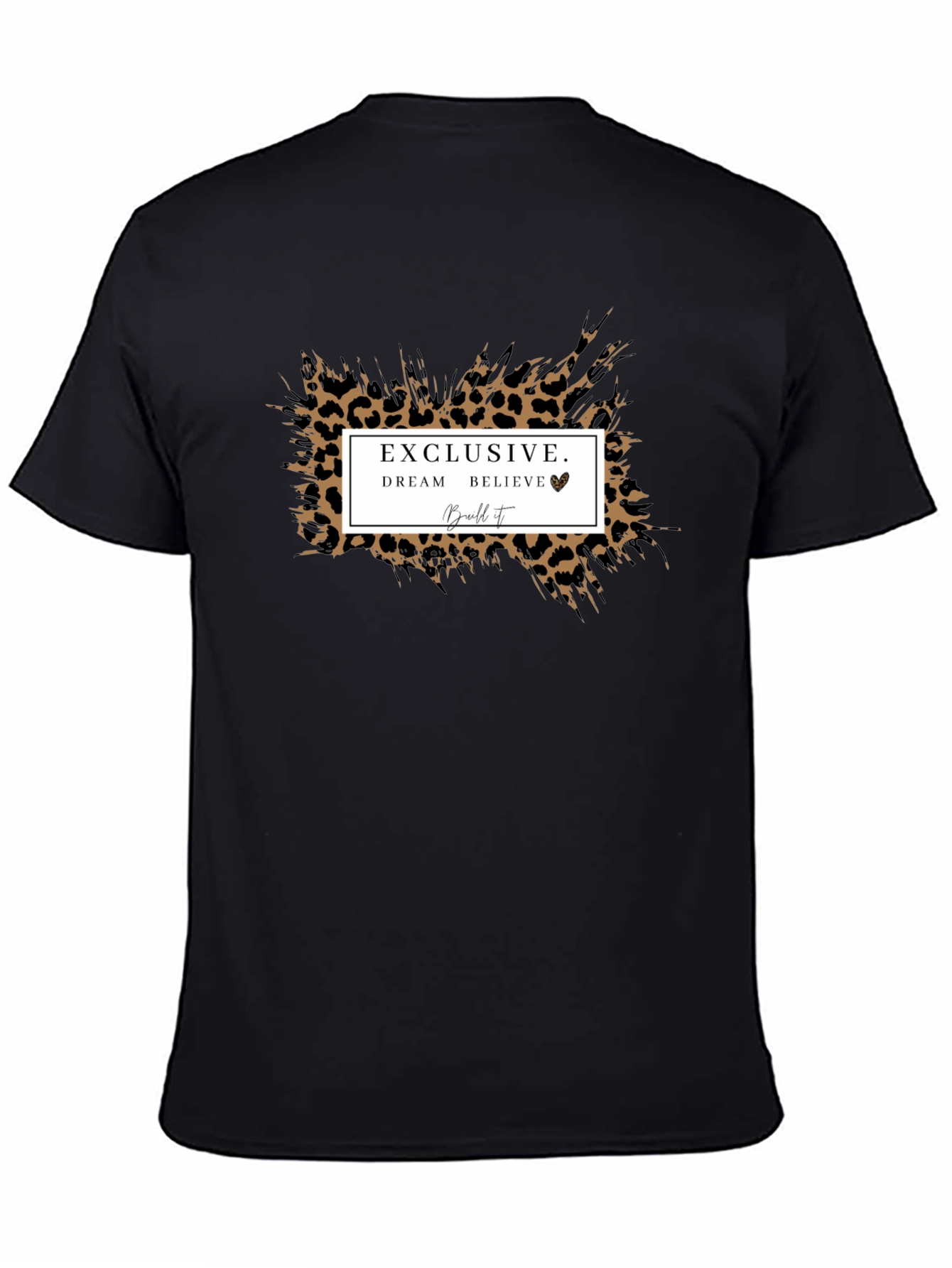 Exclusive Dream Believe Leopard Print Graphic Tee