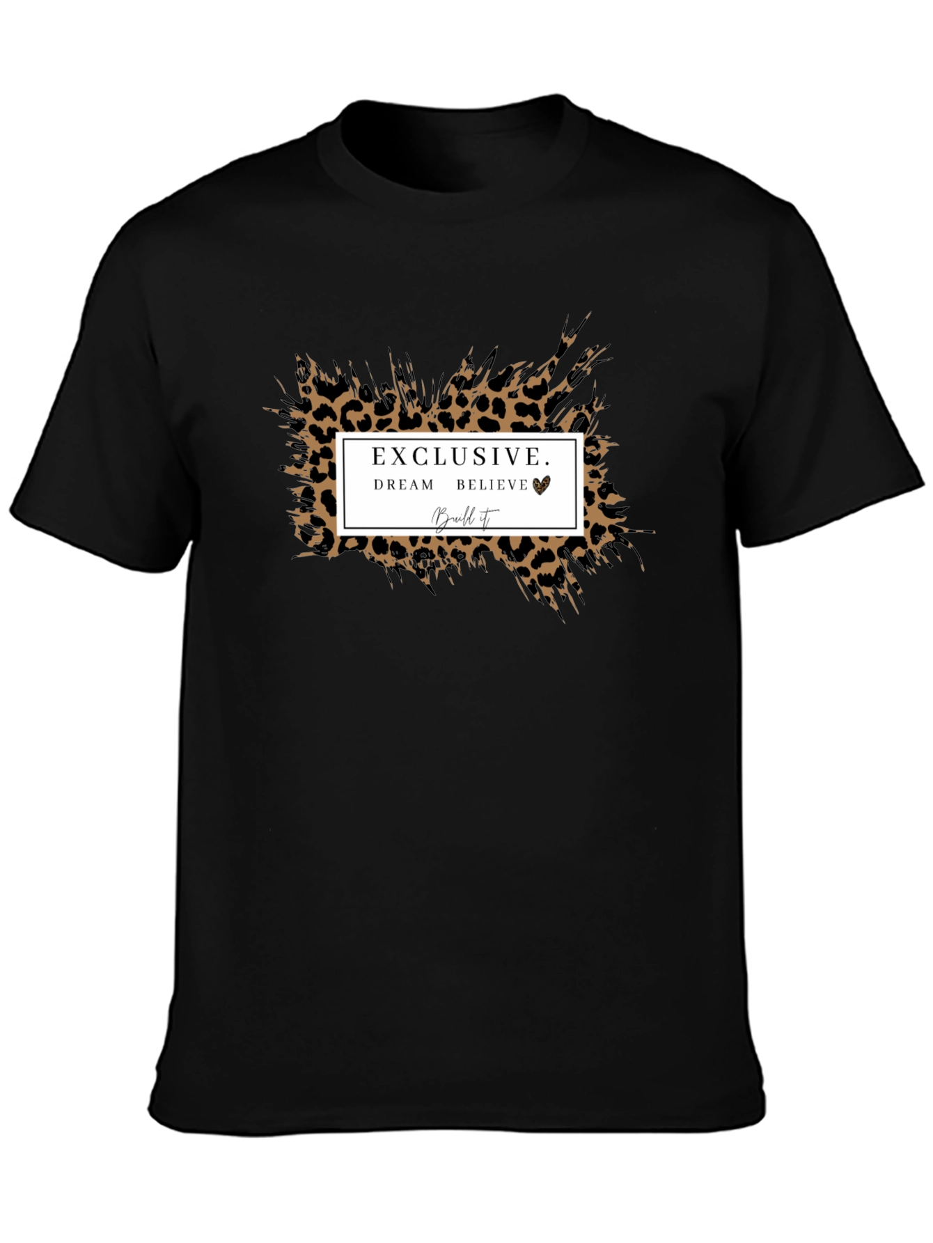 Exclusive Dream Believe Leopard Print Graphic Tee