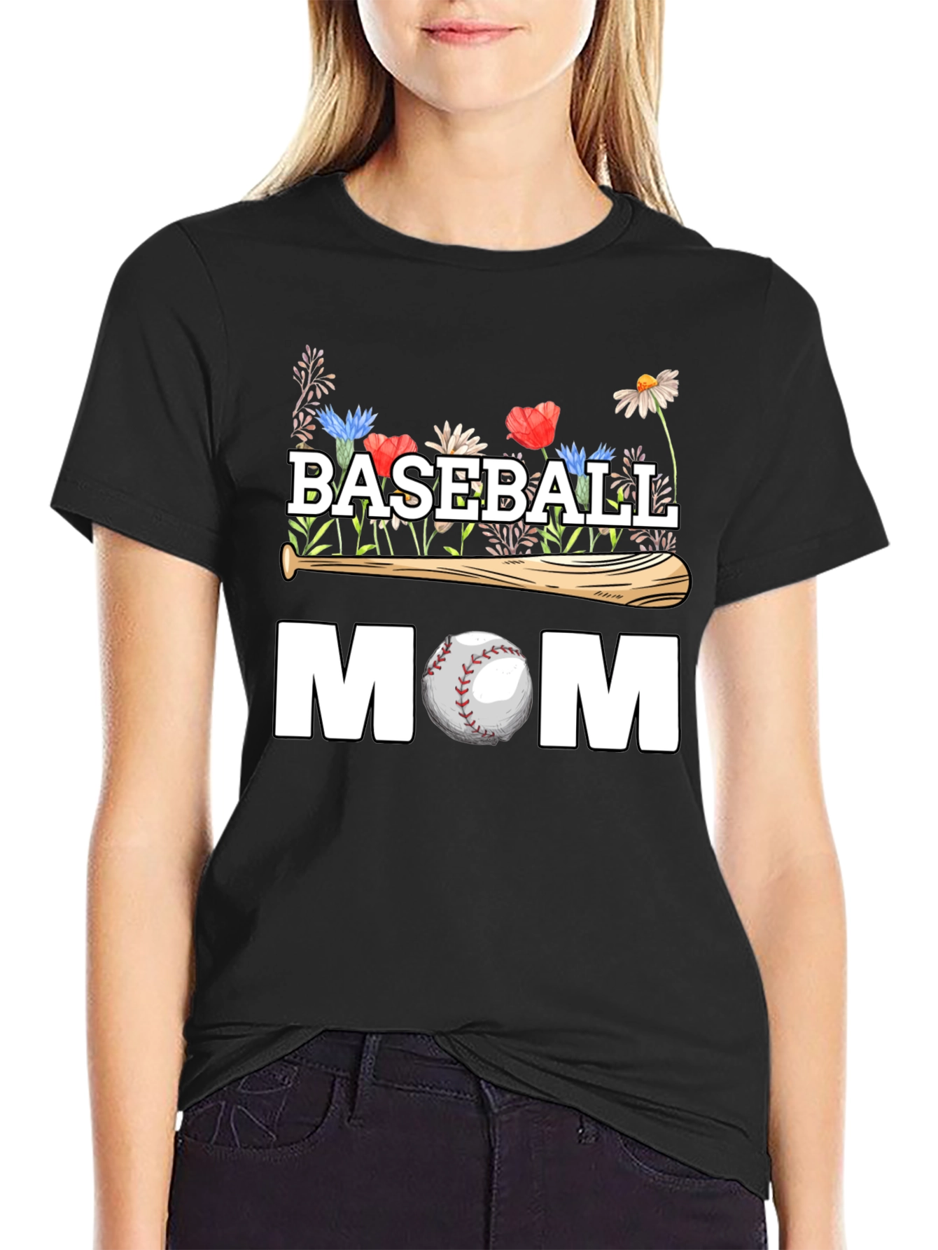 Baseball Mom Floral T-Shirt