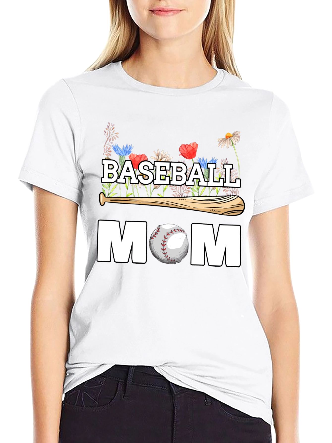 Baseball Mom Floral T-Shirt