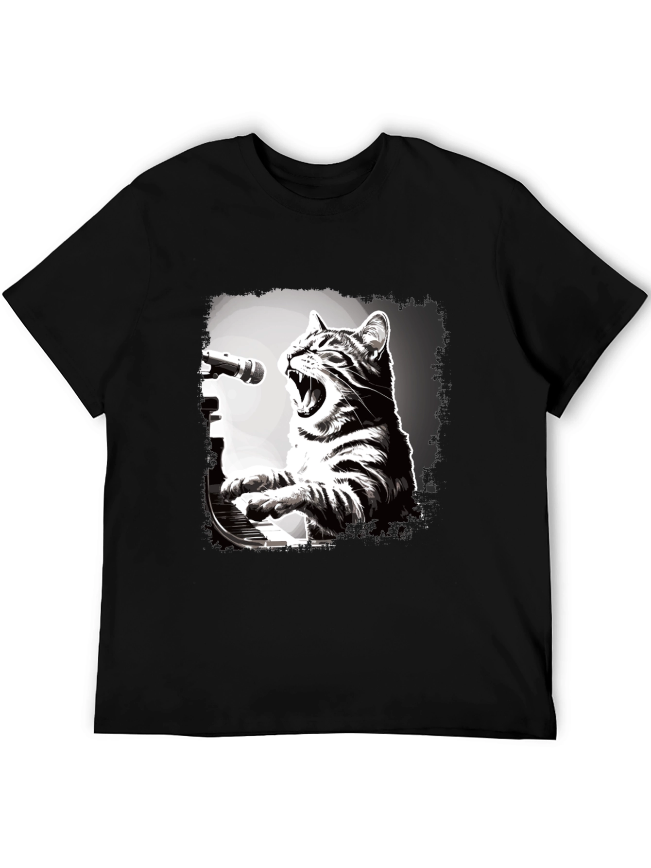 Cat Playing Piano T-Shirt - Unique Graphic Tee