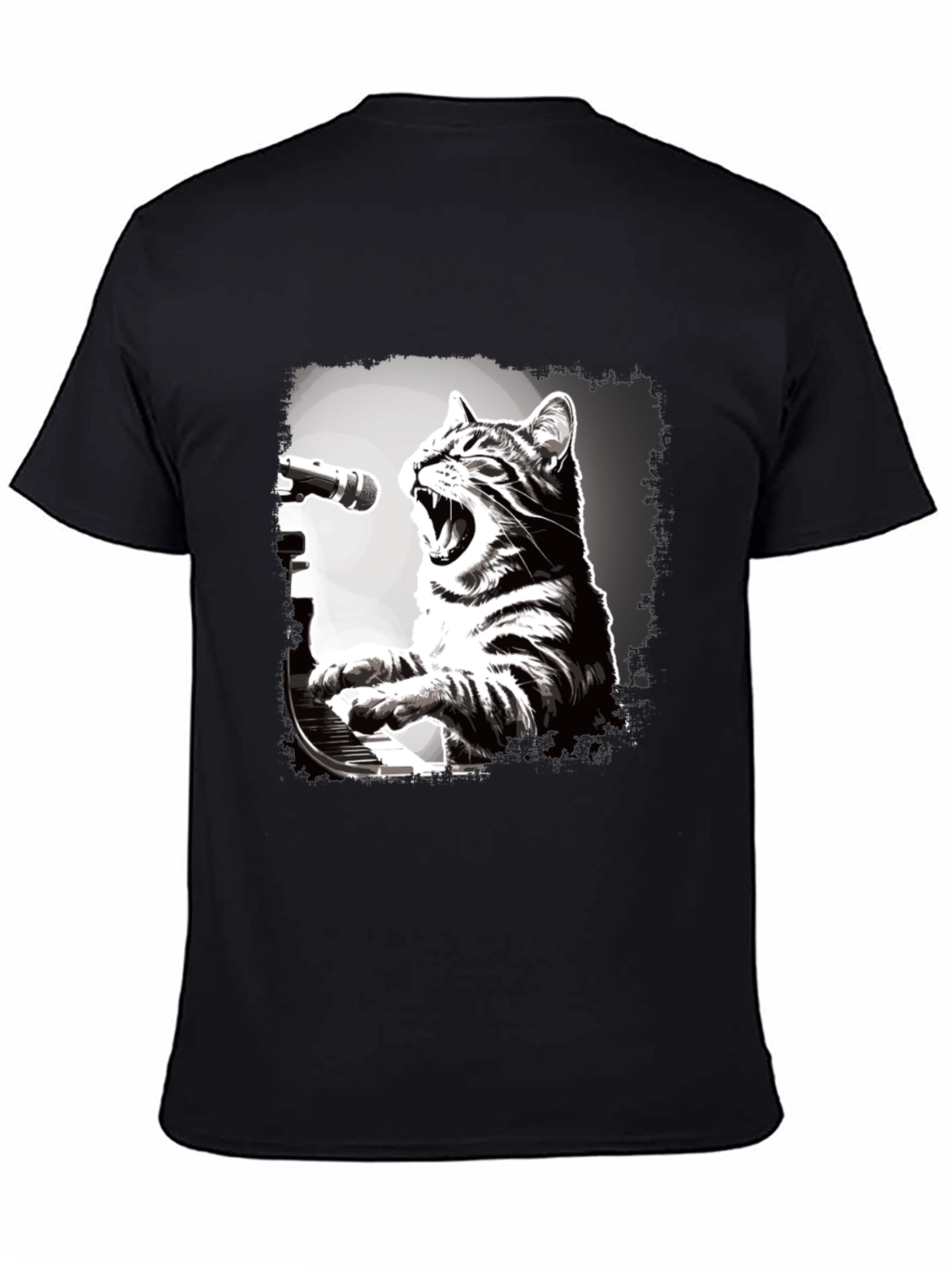 Cat Playing Piano T-Shirt - Unique Graphic Tee
