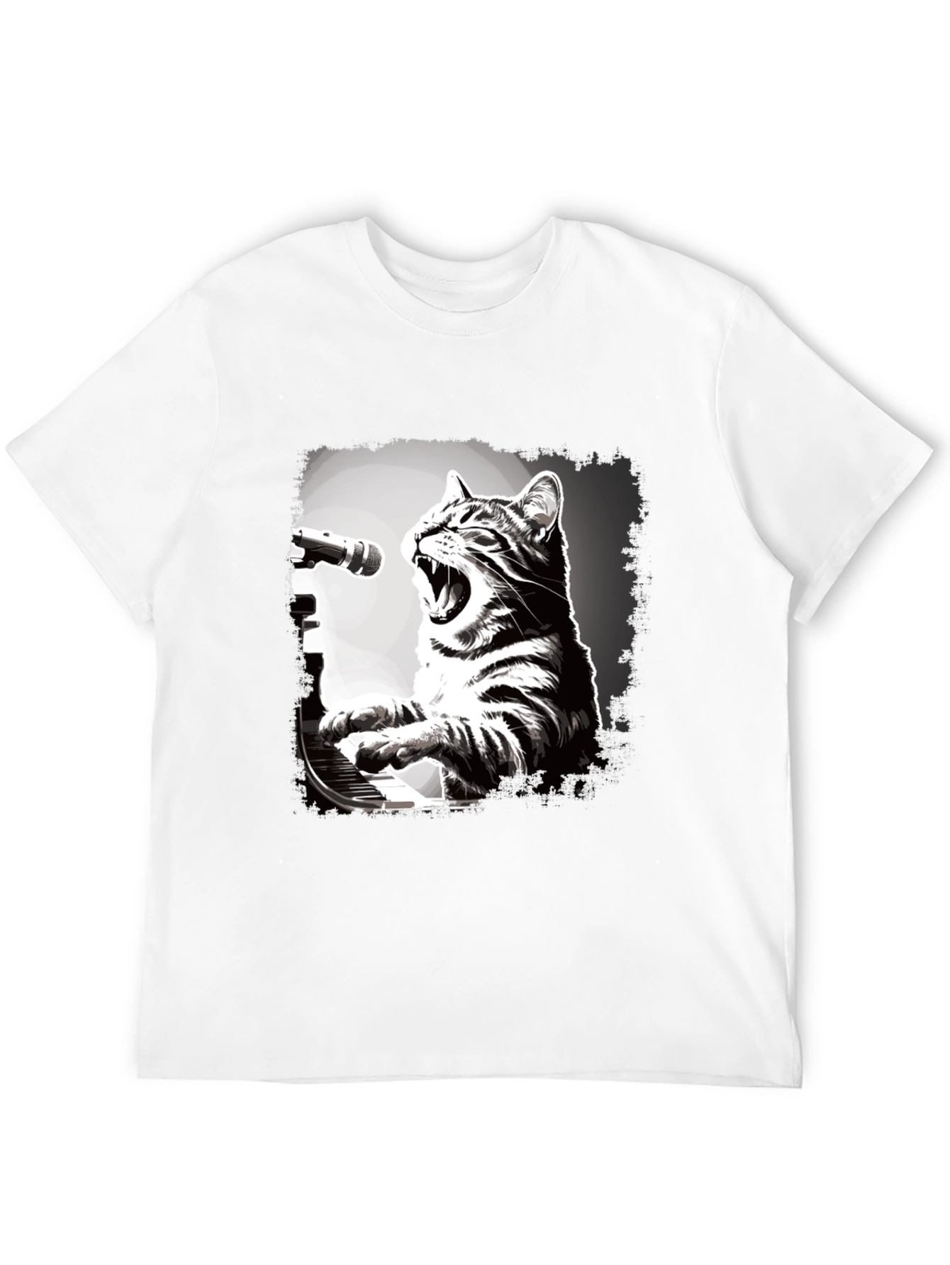 Cat Playing Piano T-Shirt - Unique Graphic Tee