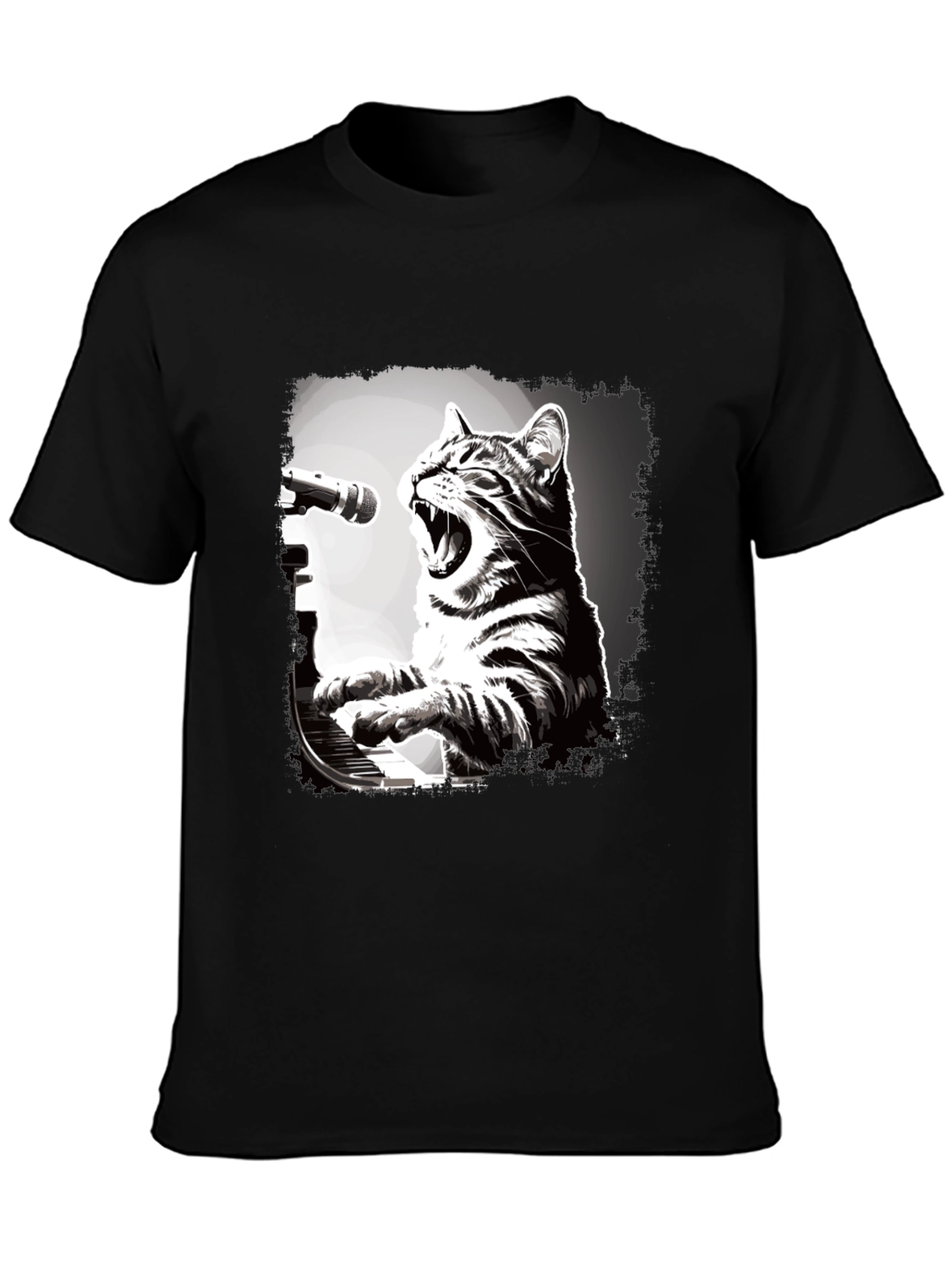 Cat Playing Piano T-Shirt - Unique Graphic Tee