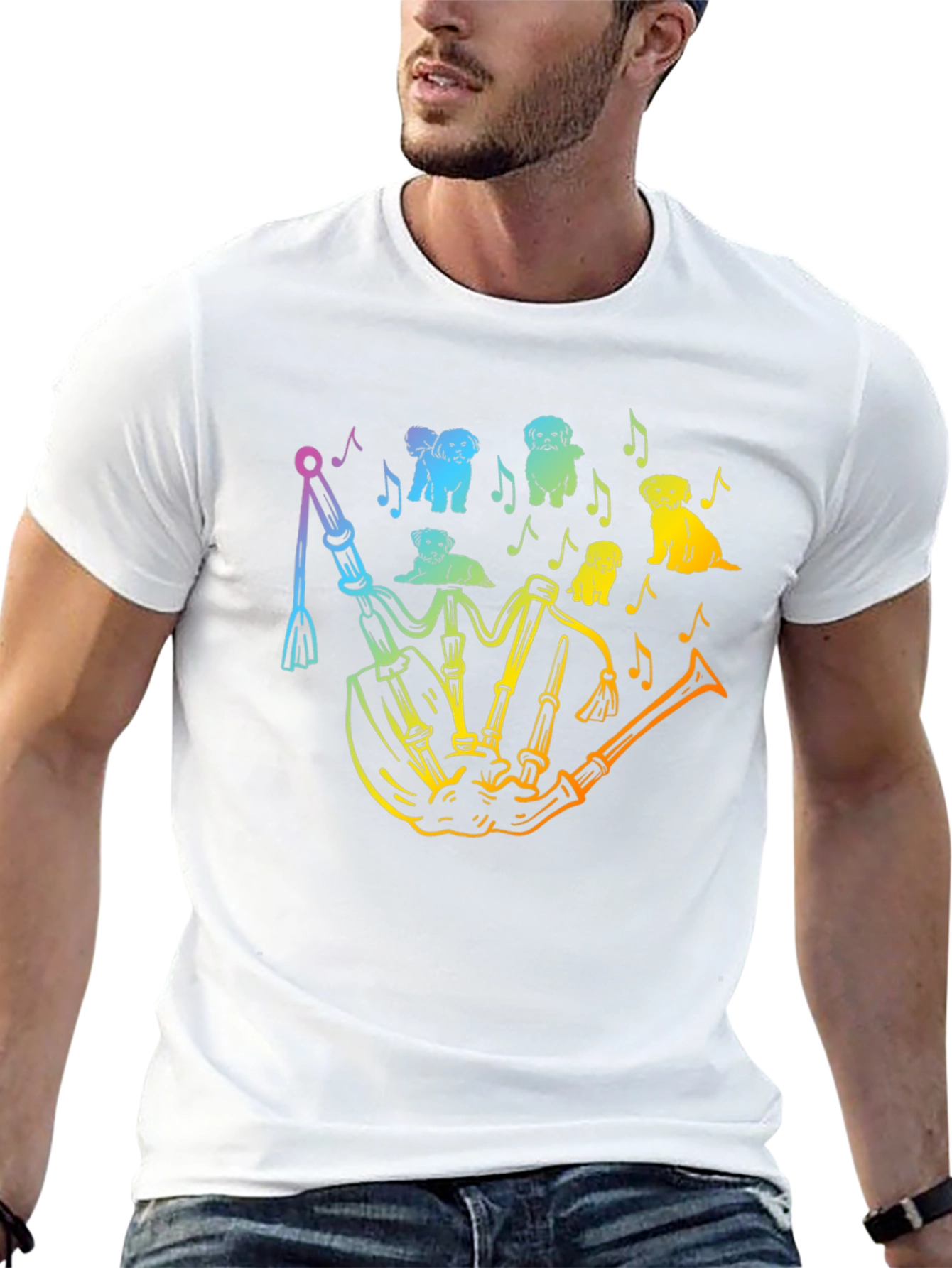 Dog Lover Rainbow Bagpipe T-Shirt