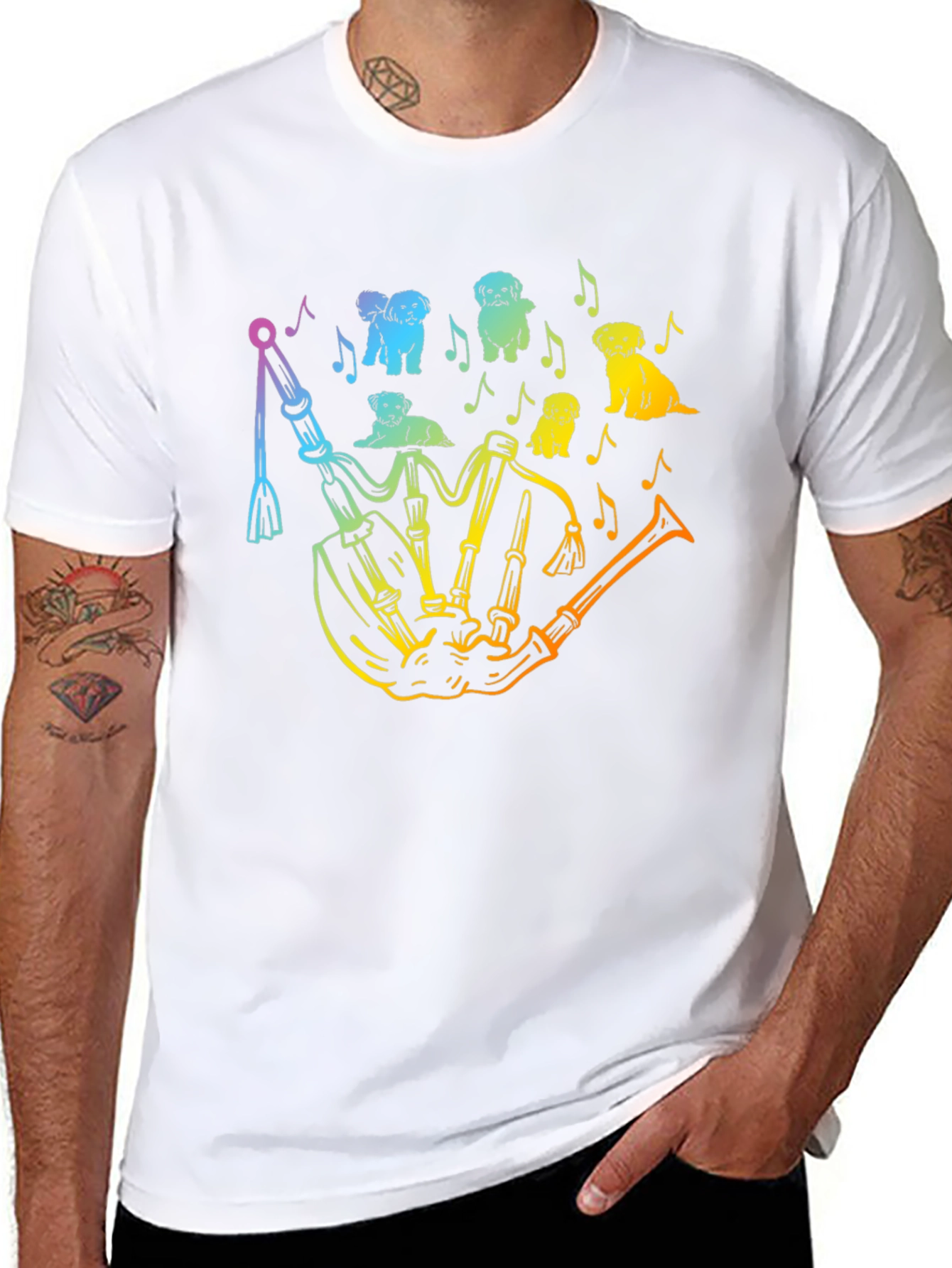 Dog Lover Rainbow Bagpipe T-Shirt