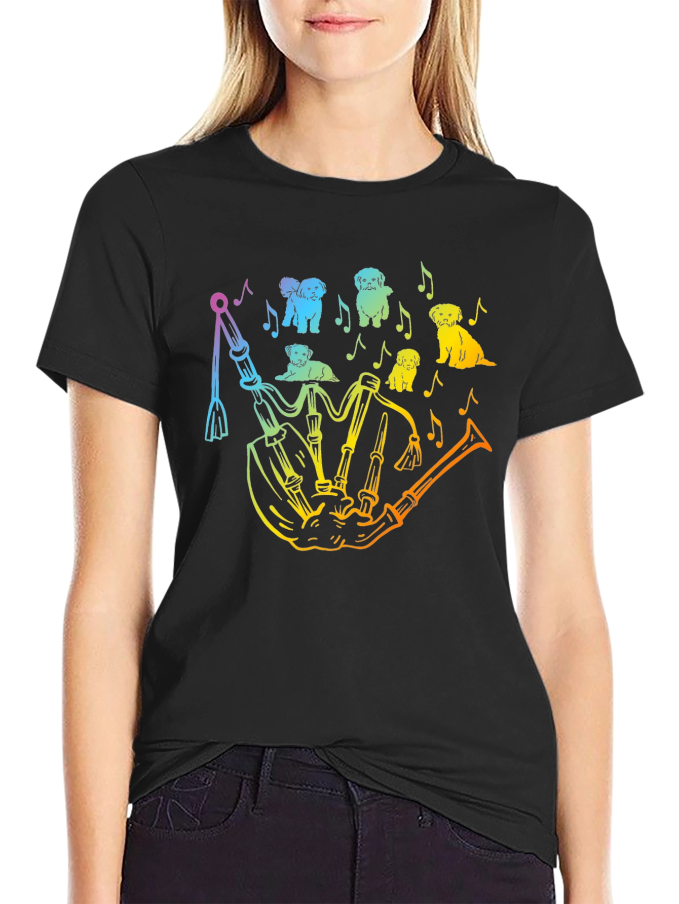 Dog Lover Rainbow Bagpipe T-Shirt