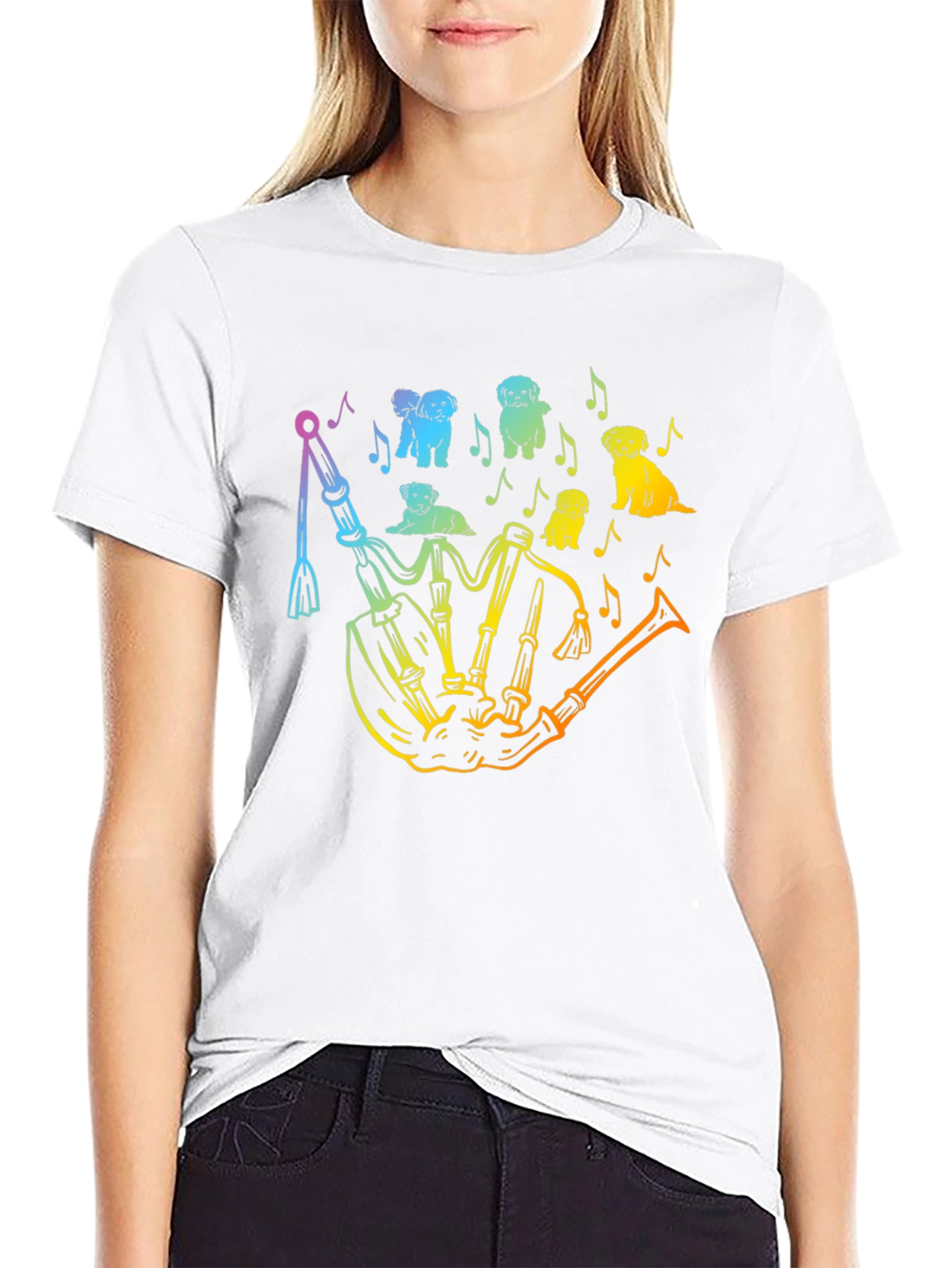Dog Lover Rainbow Bagpipe T-Shirt