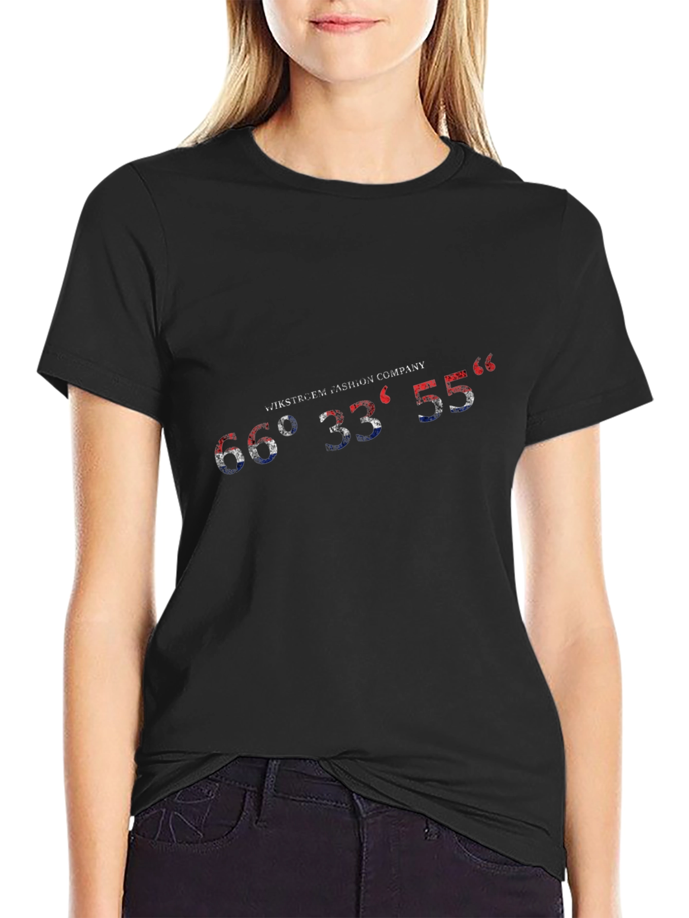 Latitude Longitude Graphic Black T-Shirt