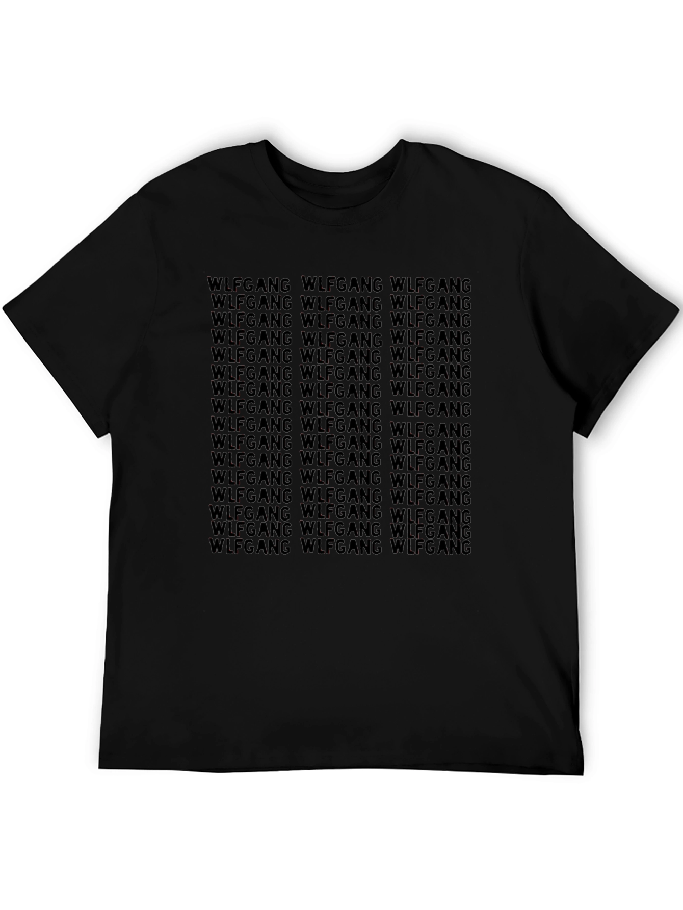 WLFGANG Text Pattern T-Shirt - Black