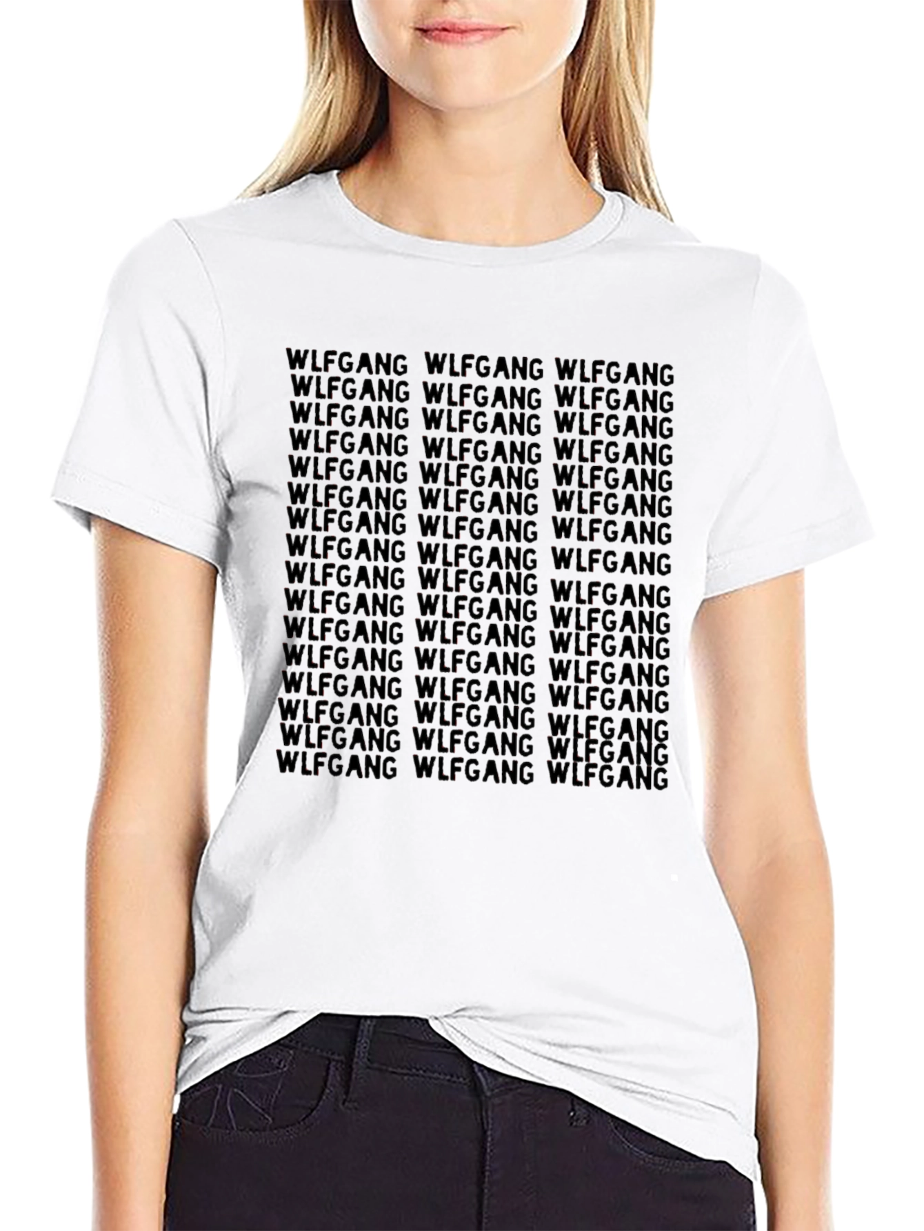 WLFGANG Text Pattern T-Shirt - Black