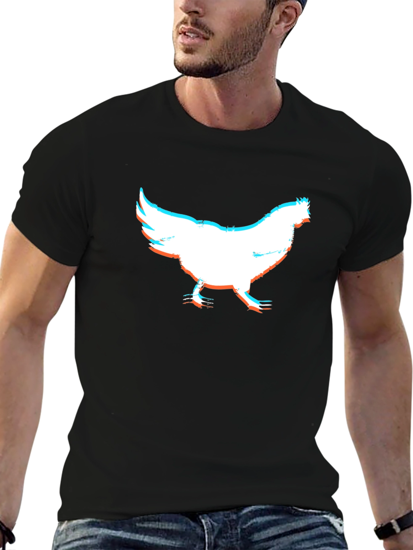 Chicken Silhouette Graphic Tee - Quirky Black T-Shirt