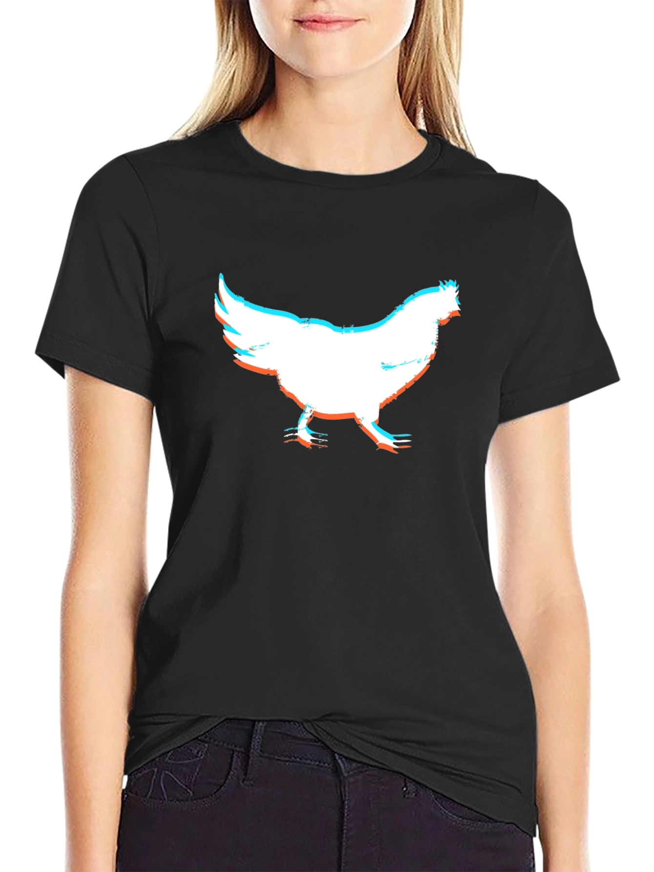 Chicken Silhouette Graphic Tee - Quirky Black T-Shirt
