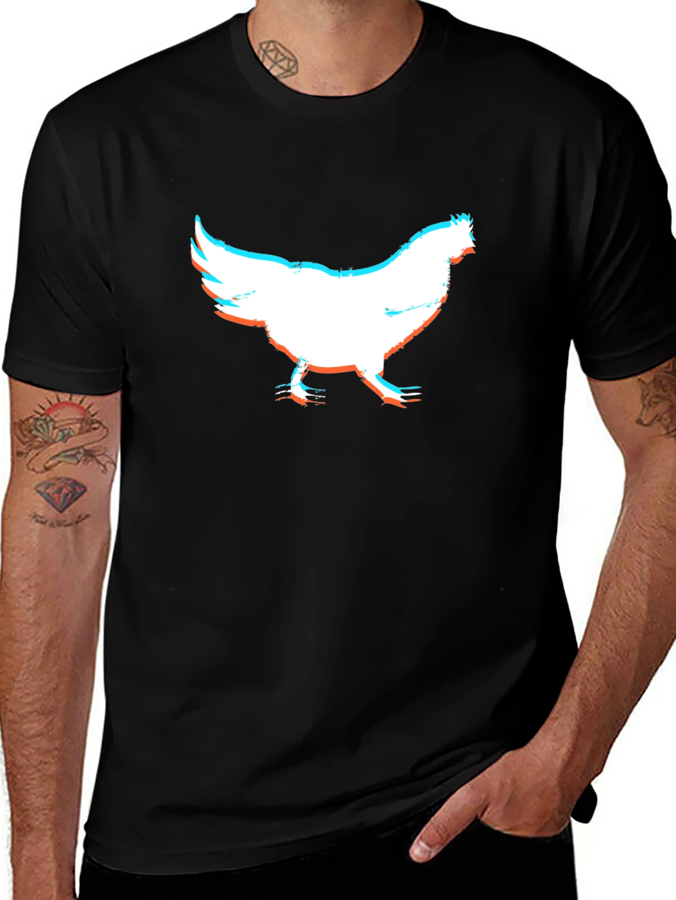 Chicken Silhouette Graphic Tee - Quirky Black T-Shirt