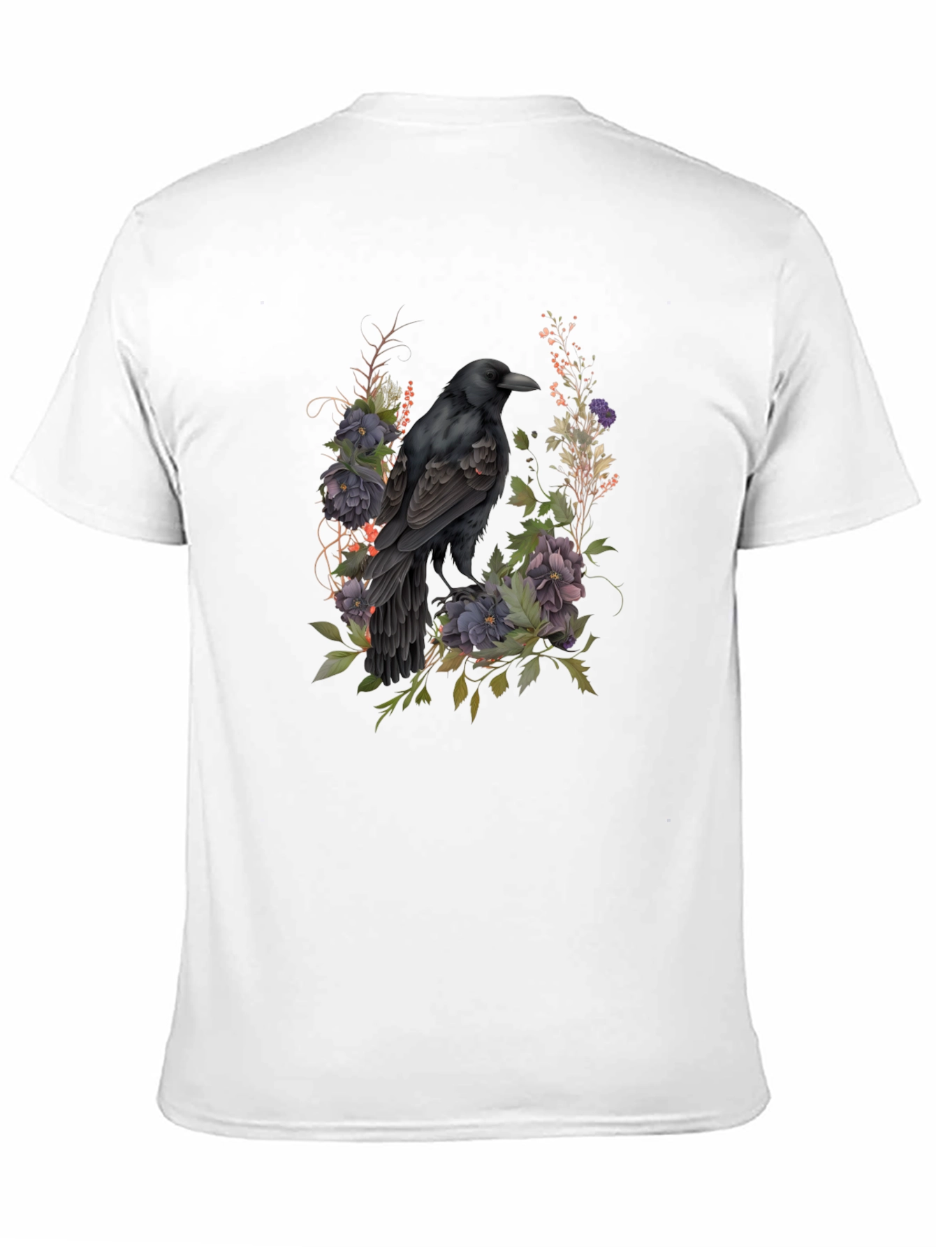 Raven Floral T-Shirt - Dark Gothic Style