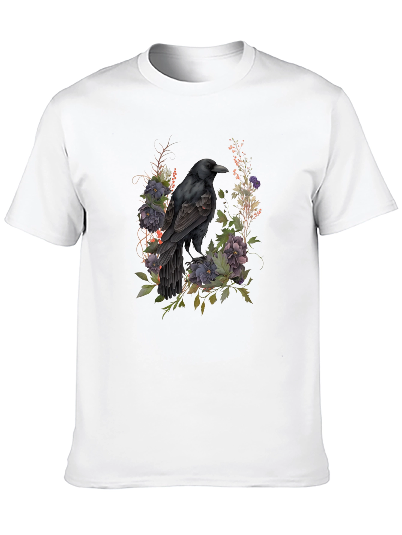 Raven Floral T-Shirt - Dark Gothic Style
